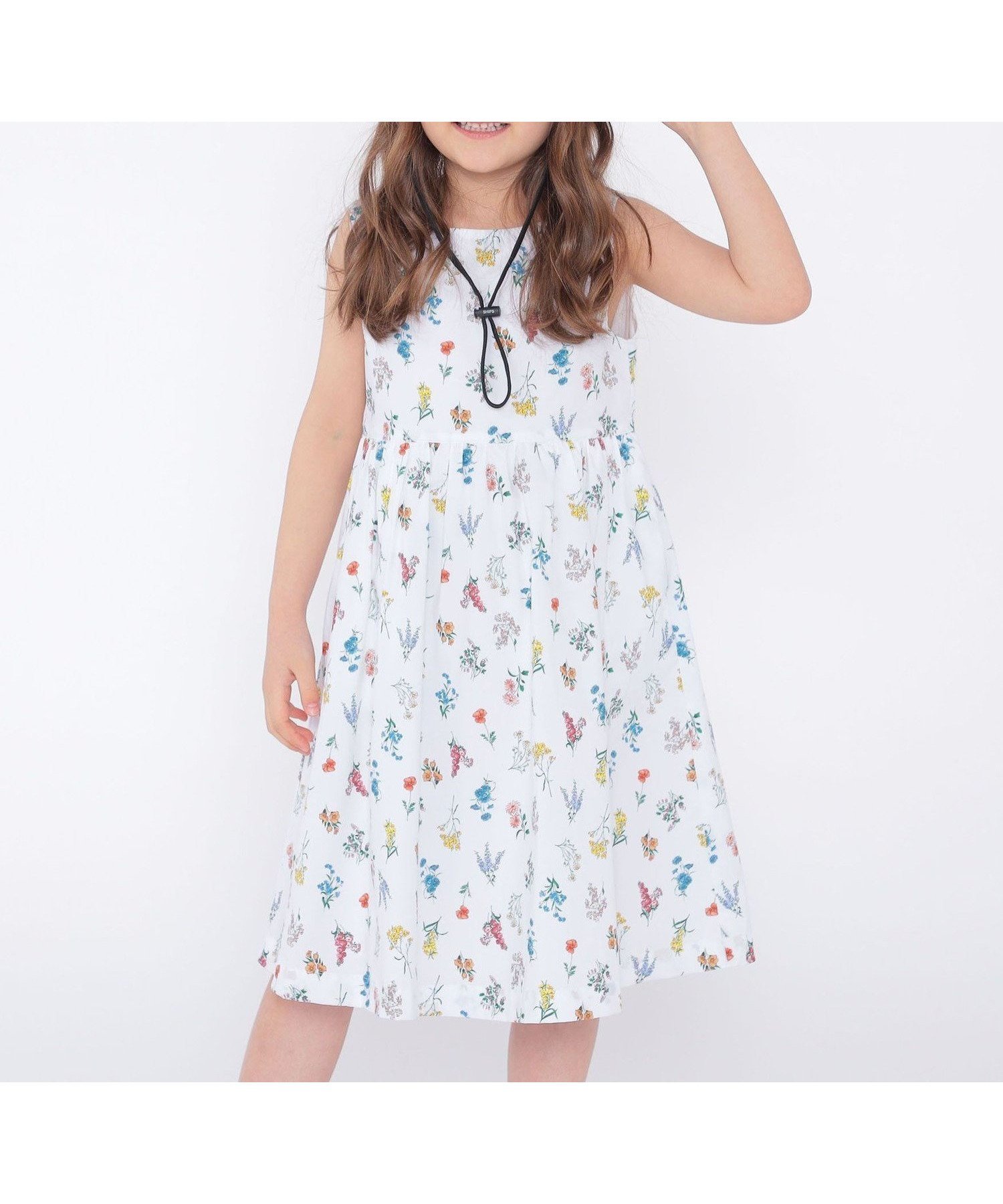 【シップス/SHIPS / KIDS】のSHIPS KIDS 100~130cm / フラワー ノースリーブ ワンピース インテリア・キッズ・メンズ・レディースファッション・服の通販 founy(ファニー) 　ファッション　Fashion　キッズファッション　Fashion for Kids　ワンピース　Dresses　ギャザー　Gathered, Ruffled　ノースリーブ　Sleeveless, No-Sleeve　フラワー　Flower, Floral　ブロード　Broadcloth, Fine Cotton　ポケット　Pocket, Pocket Detail　羽織　Haori, Light Jacket　ロング　Long, Long-Length　おすすめ　Recommended / Our Picks　夏　Summer　オフホワイト|ID: prp329100004567352 ipo3291000000032607716