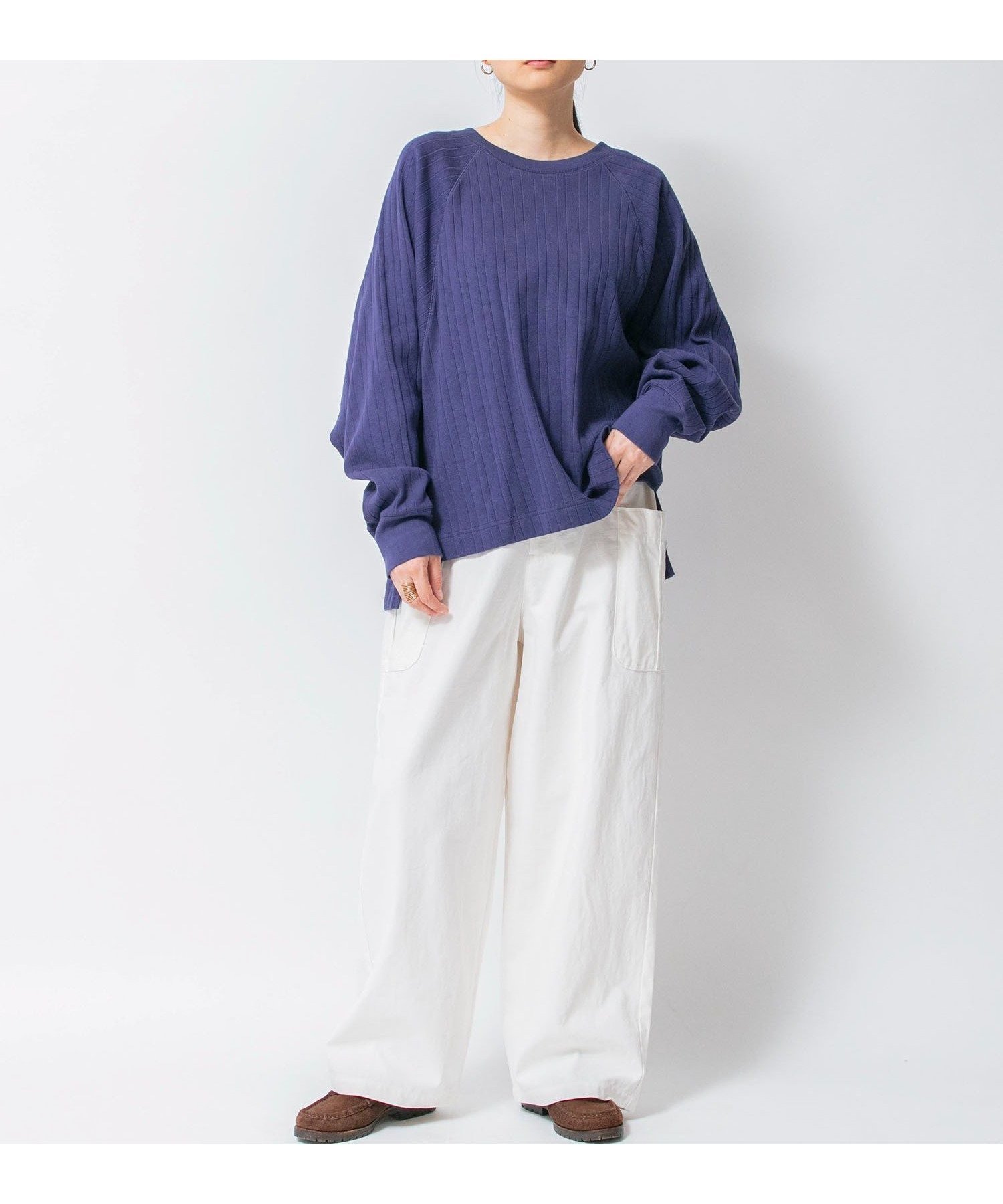 【ジョンブルプライベートラボ/Johnbull Private labo】のランダム針抜きドルマンプルオーバー インテリア・キッズ・メンズ・レディースファッション・服の通販 founy(ファニー) 　ファッション　Fashion　レディースファッション　WOMEN　トップス・カットソー　Tops/Tshirt　プルオーバー　Pullover　ランダム　Random　ネイビー|ID: prp329100004567385 ipo3291000000032304690