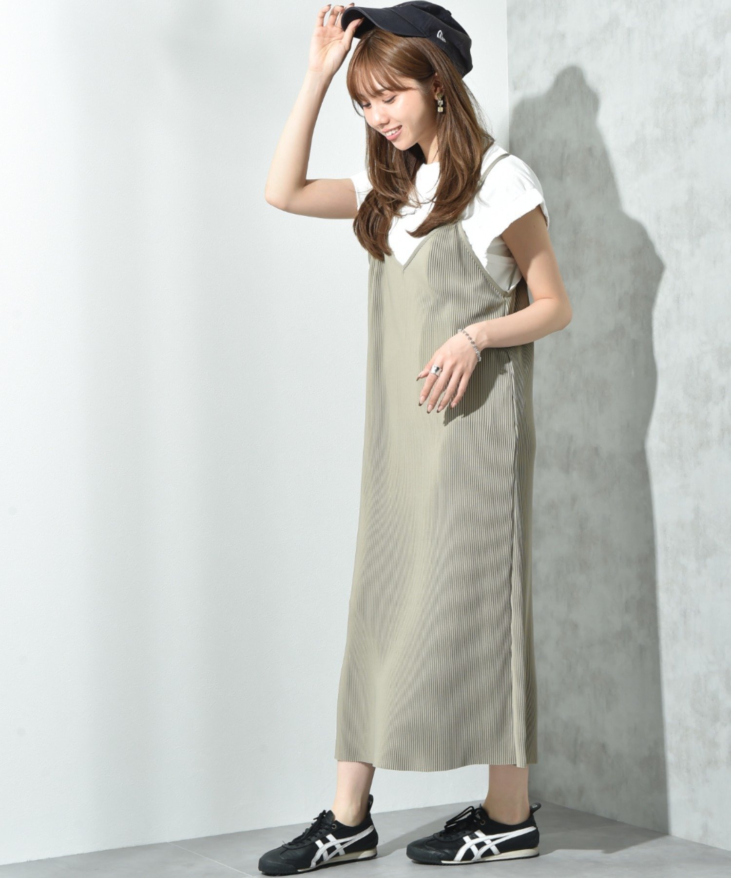 【インタープラネット/INTERPLANET】の【actuel】カットスムースプリーツキャミワンピース インテリア・キッズ・メンズ・レディースファッション・服の通販 founy(ファニー) 　ファッション　Fashion　レディースファッション　Ladies' Fashion Online　ワンピース　Dress　キャミワンピース　No Sleeve Dresses　カーディガン　Cardigan　キャミソール　Camisole　ジャケット　Jacket　タンク　Tank　プリーツ　Pleats　ミント|ID: prp329100004567388 ipo3291000000032593087