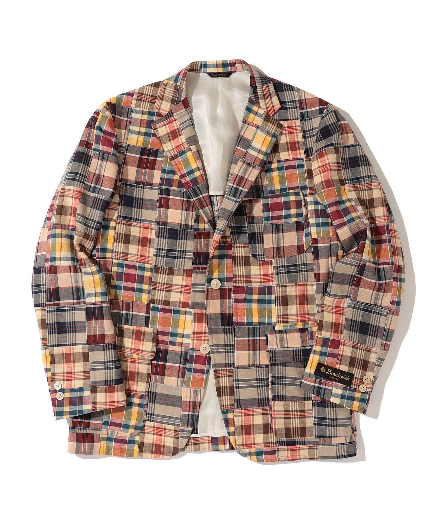 【シップス/SHIPS / MEN】のSouthwick CAMBRIDGE パッチワーク マドラスチェック 3B ジャケット 人気、トレンドファッション・服の通販 founy(ファニー) 　ファッション　Fashion　メンズファッション　Men's Style Online　イタリア　Italy　インド　India　ショルダー　Shoulder　ショート　Short　ジャケット　Jacket　スーツ　Suit　セットアップ　Set Up　チェック　Check　定番　Standard　パッチ　Patch　パッチワーク　Patchwork　フラップ　Flap　ポケット　Pocket　 other-1|ID: prp329100004567443 ipo3291000000032681318