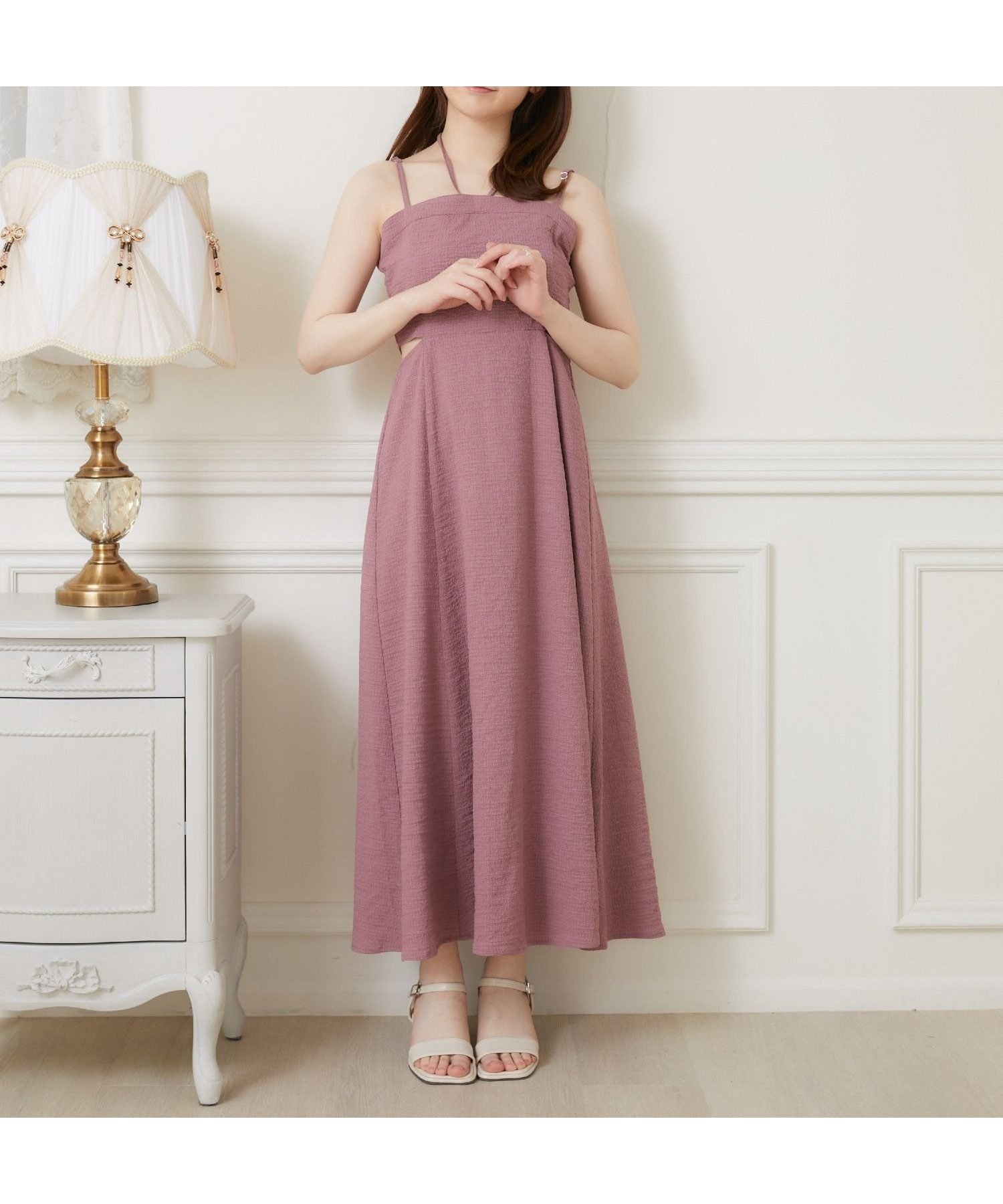 【レトロガール/RETRO GIRL】のスリットポコポコキャミOP インテリア・キッズ・メンズ・レディースファッション・服の通販 founy(ファニー) 　ファッション　Fashion　レディースファッション　WOMEN　トップス・カットソー　Tops/Tshirt　キャミソール / ノースリーブ　No Sleeves　おすすめ　Recommend　スリット　Slit　タンク　Tank　ネックレス　Necklace　夏　Summer　ピンク|ID: prp329100004567450 ipo3291000000032305439