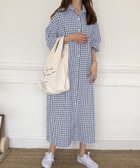 【ジュノア/JUNOAH】のギンガムチェックロングシャツワンピース 人気、トレンドファッション・服の通販 founy(ファニー) ファッション Fashion レディースファッション WOMEN ワンピース Dress シャツワンピース Shirt Dresses thumbnail ブルー|ID: prp329100004567453 ipo3291000000032305460