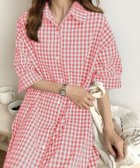 【ジュノア/JUNOAH】のギンガムチェックロングシャツワンピース 人気、トレンドファッション・服の通販 founy(ファニー) ファッション Fashion レディースファッション WOMEN ワンピース Dress シャツワンピース Shirt Dresses thumbnail ピンク|ID: prp329100004567453 ipo3291000000032305466