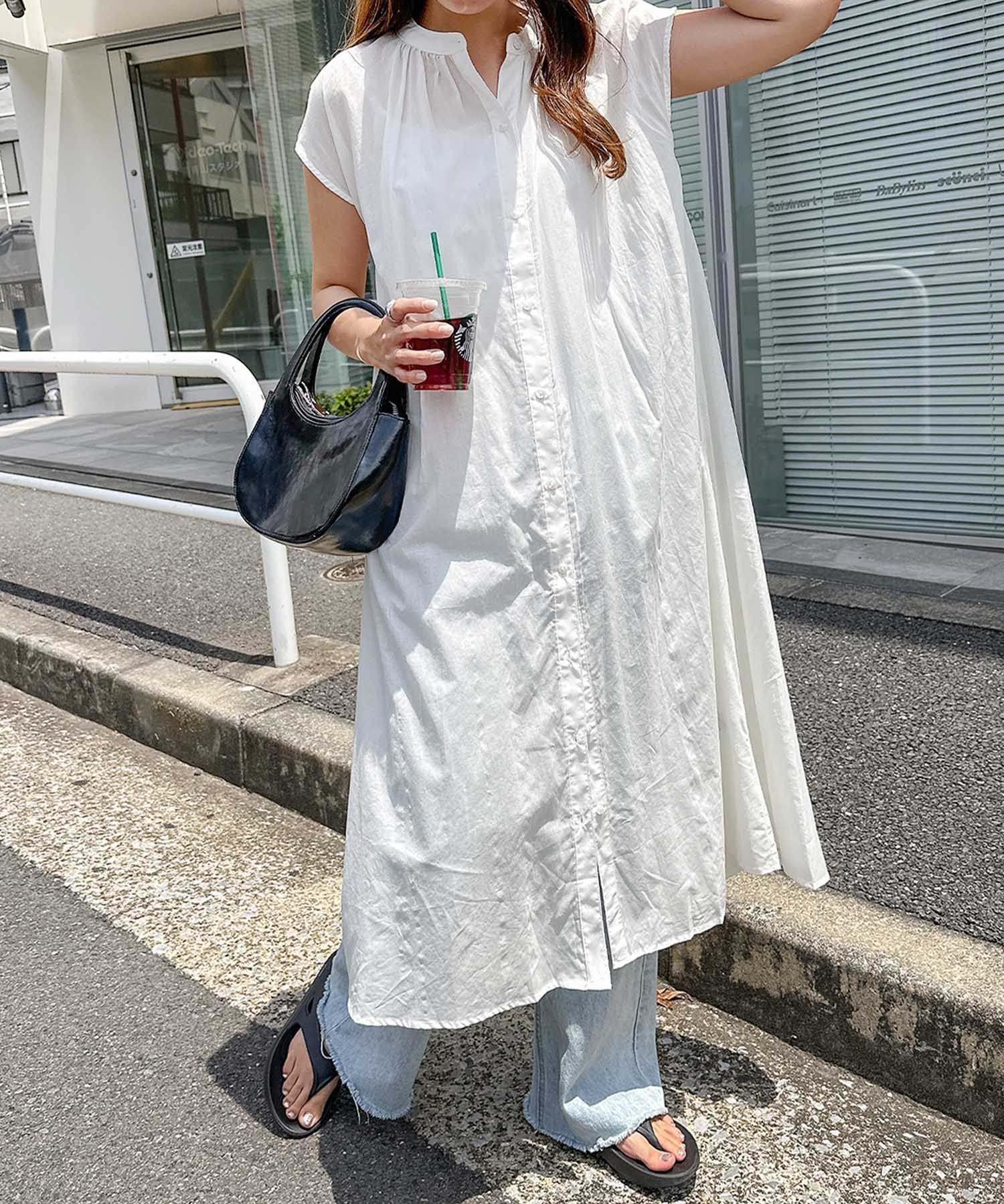 【その他のブランド/Other】のコットン フレンチスリーブ フレア シャツワンピース 人気、トレンドファッション・服の通販 founy(ファニー) 　ファッション　Fashion　レディースファッション　Fashion for Women　ワンピース　Dresses　シャツワンピース / 1枚で着映えコーデ　Shirt Dresses　おすすめ　Recommended / Our Picks　ギャザー　Gathered, Ruffled　スリーブ　Sleeve, Long Sleeve / Short Sleeve　フェミニン　Feminine, Girly　フレア　Flare, Flared　フレンチ　French, French Style　フロント　Front, Front Design　ペチコート　Petticoat, Underskirt　ポケット　Pocket, Pocket Detail　人気　Popular, Best Seller　 other-1|ID: prp329100004567456 ipo3291000000032728904