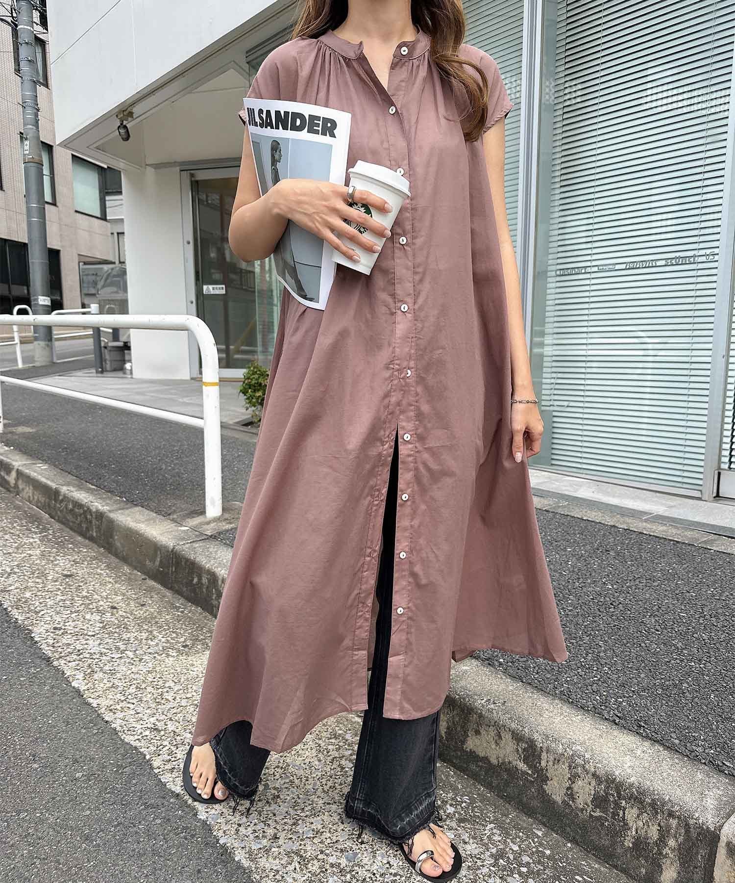 【アンドミー/andme】のコットン フレンチスリーブ フレア シャツワンピース インテリア・キッズ・メンズ・レディースファッション・服の通販 founy(ファニー) 　ファッション　Fashion　レディースファッション　Fashion for Women　ワンピース　Dresses　シャツワンピース / 1枚で着映えコーデ　Shirt Dresses　おすすめ　Recommended / Our Picks　ギャザー　Gathered, Ruffled　スリーブ　Sleeve, Long Sleeve / Short Sleeve　フェミニン　Feminine, Girly　フレア　Flare, Flared　フレンチ　French, French Style　フロント　Front, Front Design　ペチコート　Petticoat, Underskirt　ポケット　Pocket, Pocket Detail　人気　Popular, Best Seller　ライトブラウン|ID: prp329100004567456 ipo3291000000033503431