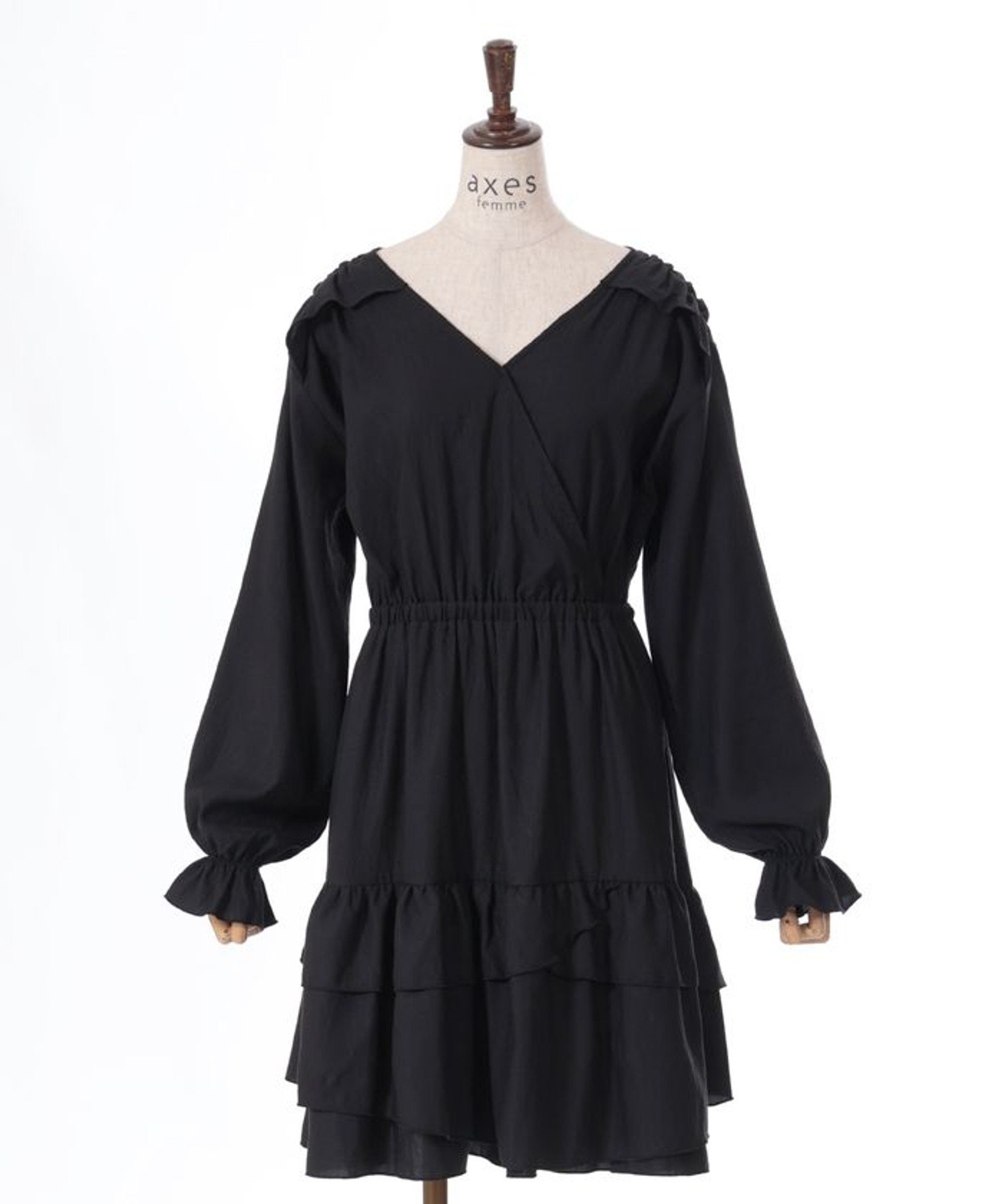 【アクシーズファム/axes femme】のイレヘムフリルチュニック インテリア・キッズ・メンズ・レディースファッション・服の通販 founy(ファニー) 　ファッション　Fashion　レディースファッション　WOMEN　トップス・カットソー　Tops/Tshirt　おすすめ　Recommend　アシンメトリー　Asymmetry　インナー　Inner　ガーリー　Girly　ショート　Short　チュニック　Tunic　ビジュー　Bijou　フィット　Fit　フリル　Frills　ボトム　Bottom　リボン　Ribbon　黒|ID: prp329100004567495 ipo3291000000032305862
