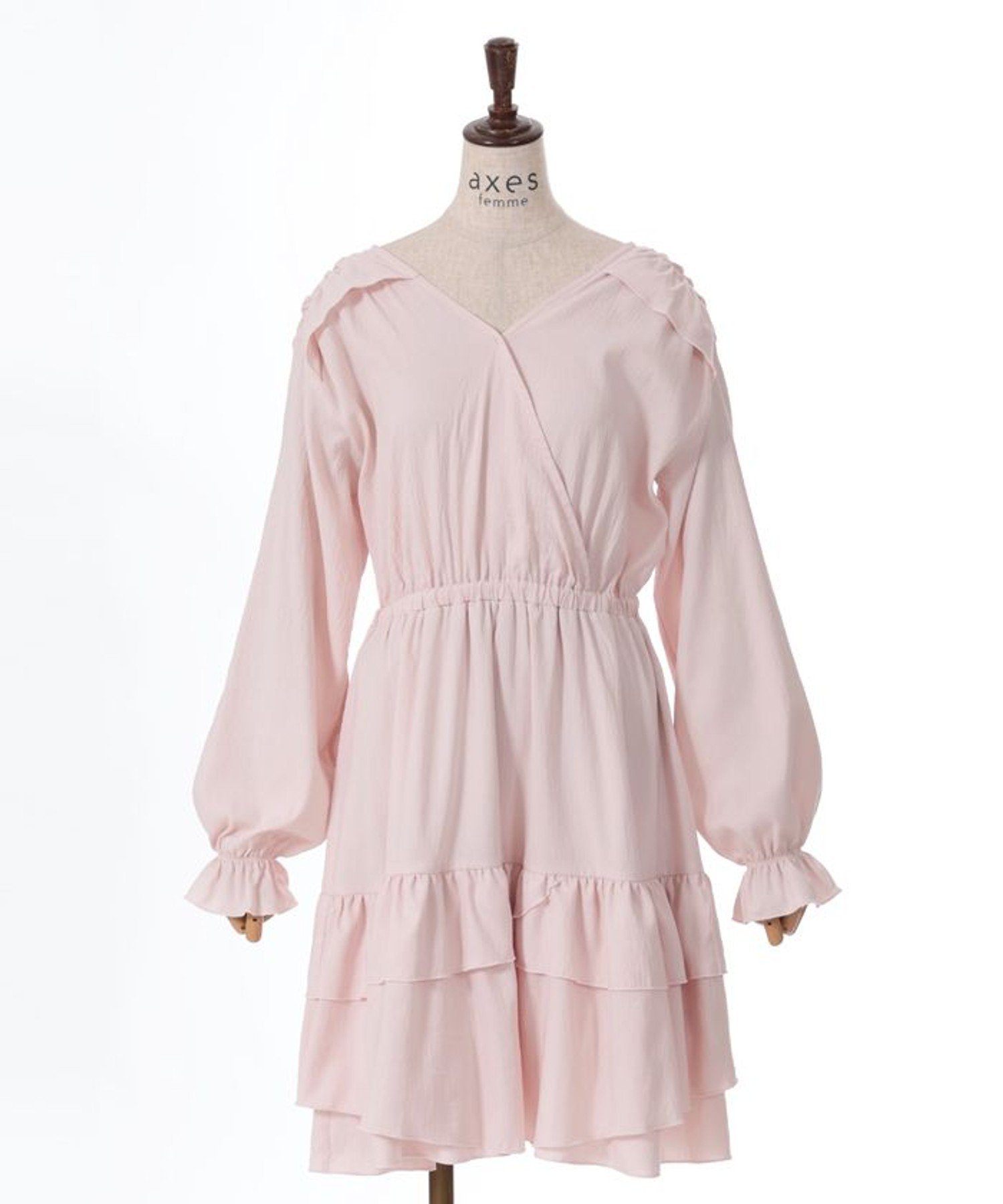 【アクシーズファム/axes femme】のイレヘムフリルチュニック インテリア・キッズ・メンズ・レディースファッション・服の通販 founy(ファニー) 　ファッション　Fashion　レディースファッション　WOMEN　トップス・カットソー　Tops/Tshirt　おすすめ　Recommend　アシンメトリー　Asymmetry　インナー　Inner　ガーリー　Girly　ショート　Short　チュニック　Tunic　ビジュー　Bijou　フィット　Fit　フリル　Frills　ボトム　Bottom　リボン　Ribbon　ピンク|ID: prp329100004567495 ipo3291000000032305864