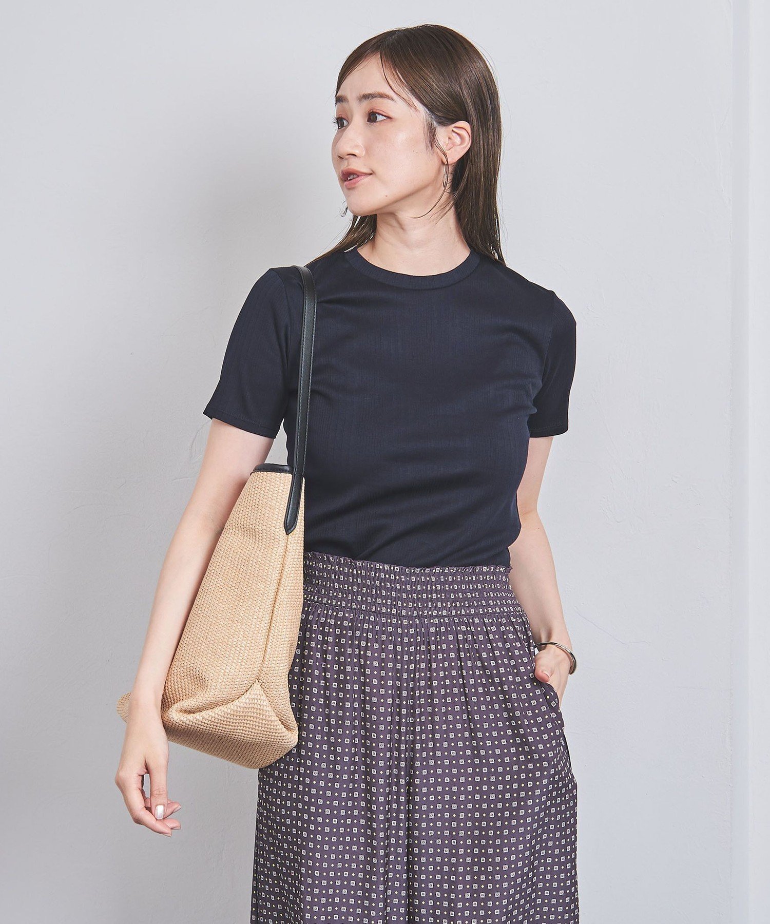 【その他のブランド/Other】のランダムリブ フィット Tシャツ インテリア・キッズ・メンズ・レディースファッション・服の通販 founy(ファニー) 　ファッション　Fashion　レディースファッション　WOMEN　トップス・カットソー　Tops/Tshirt　シャツ/ブラウス　Shirts/Blouses　ロング / Tシャツ　T-Shirts　インナー　Inner　コンパクト　Compact　シルケット　Mercerization　ジャケット　Jacket　テレコ　Tereko　バランス　Balance　フィット　Fit　ベスト　Vest　ベーシック　Basic　ボトム　Bottom　ランダム　Random　NAVY|ID: prp329100004567502 ipo3291000000032305949