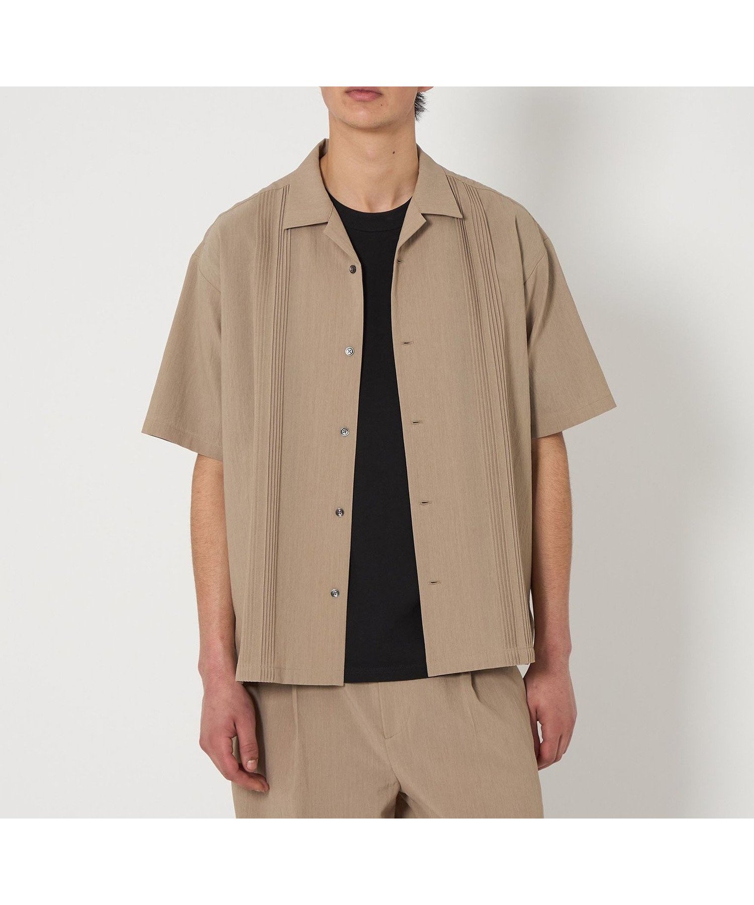 【ビューティ&ユース ユナイテッドアローズ/BEAUTY&YOUTH / UNITED ARROWS / MEN】のRENU TROシリーズ ピンタック オープンカラー シャツ -セットアップ対応- インテリア・キッズ・メンズ・レディースファッション・服の通販 founy(ファニー) 　ファッション　Fashion　メンズファッション　Fashion for Men　セットアップ　Matching Sets　春　Spring　カーゴパンツ　Cargo Pants, Utility Pants　ショーツ　Shorts, Short Pants　セットアップ　Set-Up, Coordinated Outfit　ワイド　Wide, Wide Fit　S/S・春夏　SS, Spring/Summer, Warm Season　夏　Summer　BEIGE|ID: prp329100004567535 ipo3291000000032713210