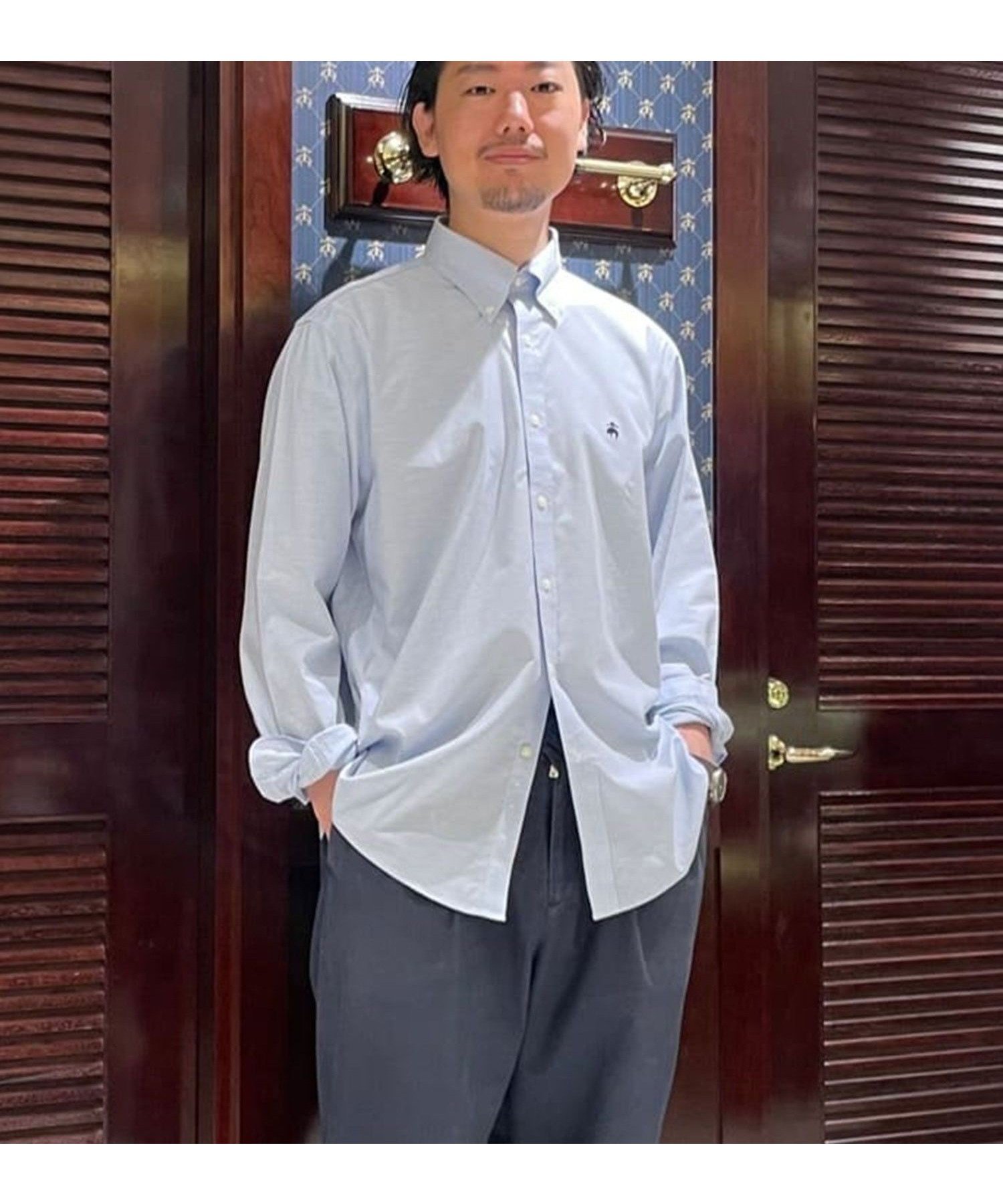 【ブルックス ブラザーズ/Brooks Brothers / MEN】のノンアイロン ストレッチオックスフォード GFロゴ カジュアルシャツ Regular Fit インテリア・キッズ・メンズ・レディースファッション・服の通販 founy(ファニー) 　ファッション　Fashion　メンズファッション　Fashion for Men　ストレッチ　Stretch, Stretchy Fabric　スポーツ　Sports, Activewear　長袖　Long Sleeve, Full Sleeve　ブルー|ID: prp329100004567538 ipo3291000000032713302