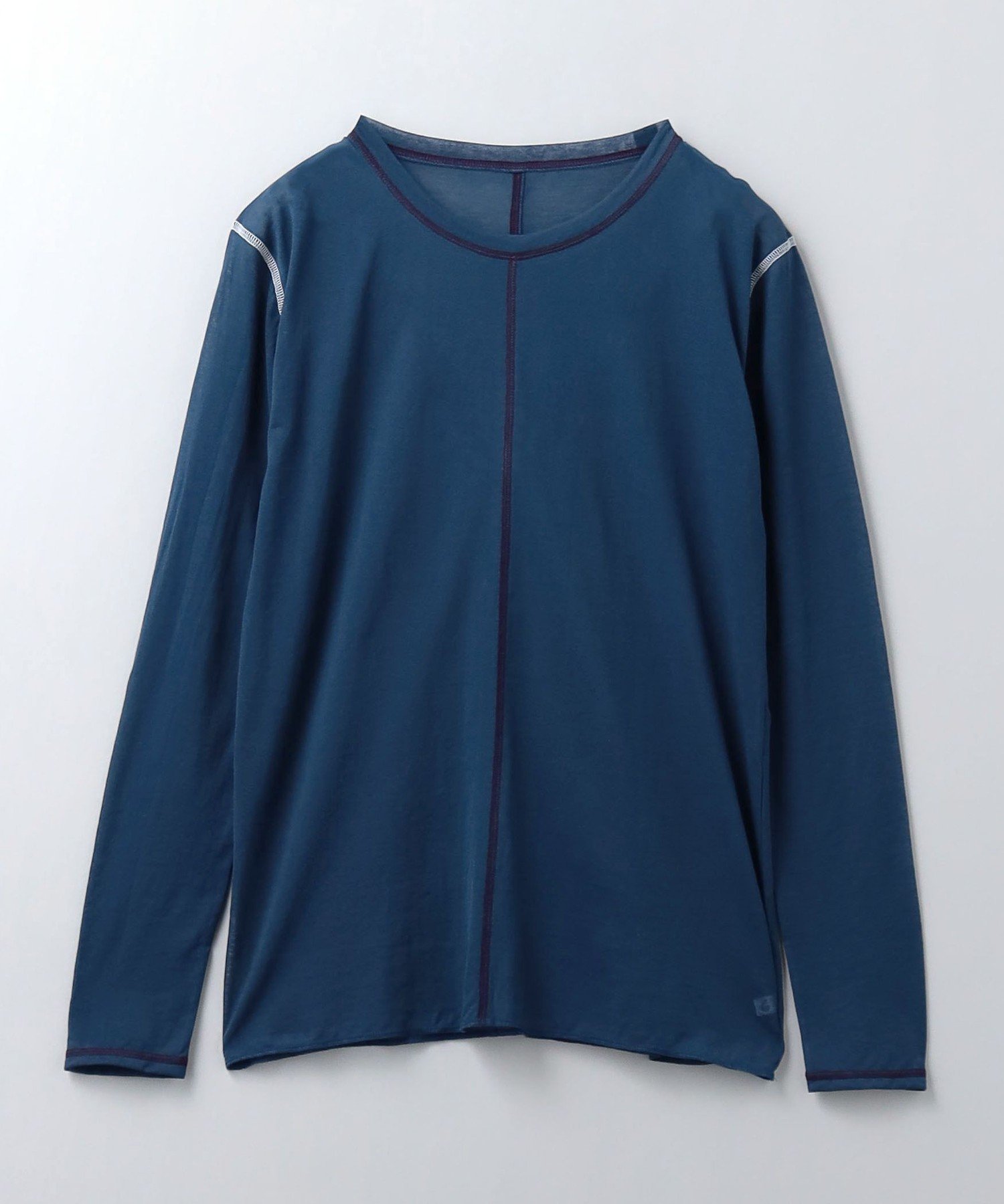 【ビューティ&ユース ユナイテッドアローズ/BEAUTY&YOUTH / UNITED ARROWS】の6(ROKU) コットン ナイロン カラーロック ロングスリーブTシャツ インテリア・キッズ・メンズ・レディースファッション・服の通販 founy(ファニー) 　ファッション　Fashion　レディースファッション　Fashion for Women　トップス・カットソー　Cut & Sew Tops　シャツ・ブラウス・オフィスカジュアル　Elegant Blouses & Button-Ups　ロングTシャツ・Tシャツ　Longline T-Shirts & Tees　インナー　Innerwear　スリーブ　Sleeve, Long Sleeve / Short Sleeve　フロント　Front, Front Design　ロング　Long, Long-Length　エレガント 上品　Elegant　NAVY|ID: prp329100004567540 ipo3291000000033460056