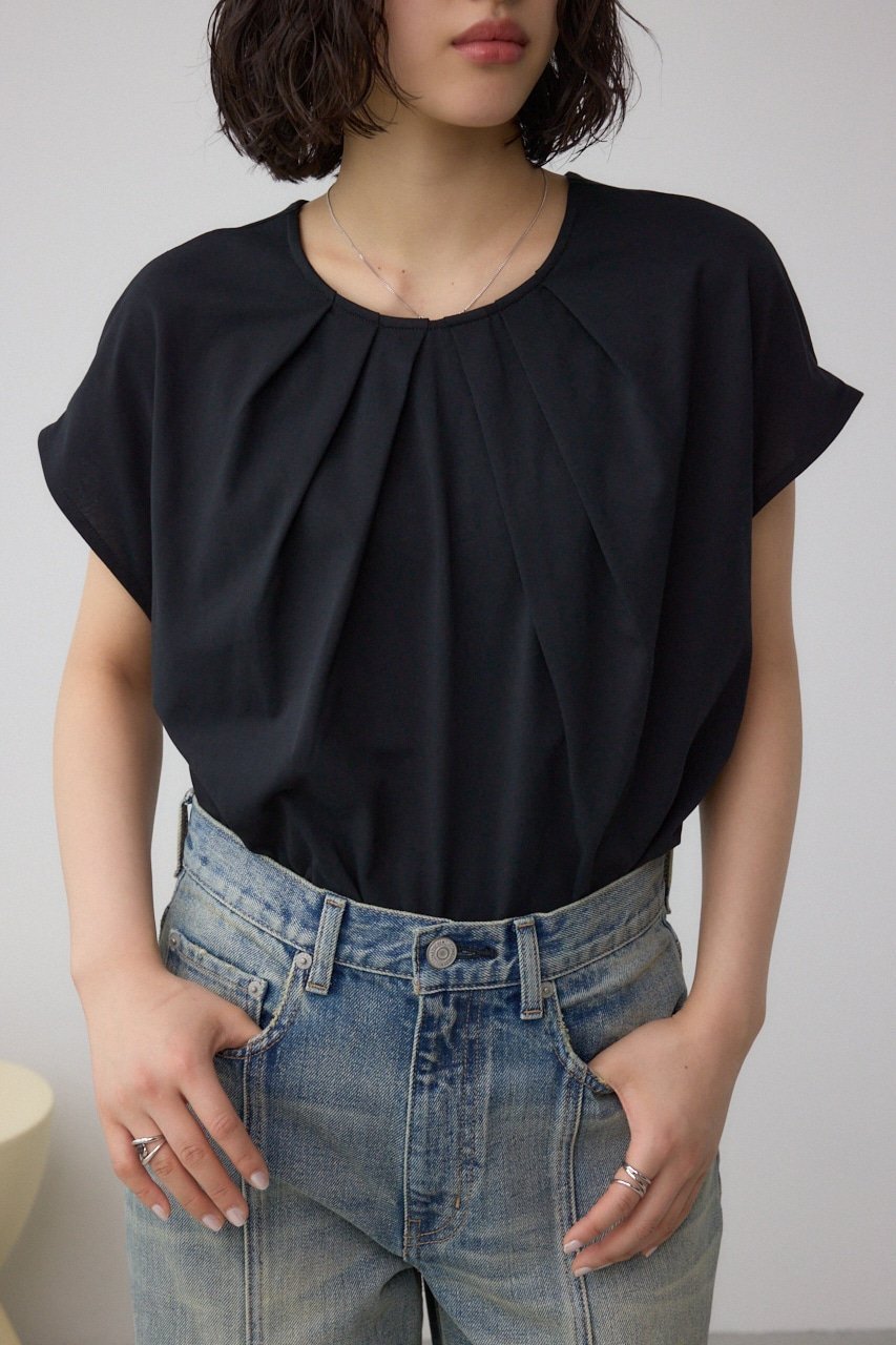 【アズール バイ マウジー/AZUL by moussy】のフロントタックカットトップス インテリア・キッズ・メンズ・レディースファッション・服の通販 founy(ファニー) 　ファッション　Fashion　レディースファッション　WOMEN　トップス・カットソー　Tops/Tshirt　デニム　Denim　フロント　Front　エレガント 上品　Elegant　BLK|ID: prp329100004567601 ipo3291000000032306971
