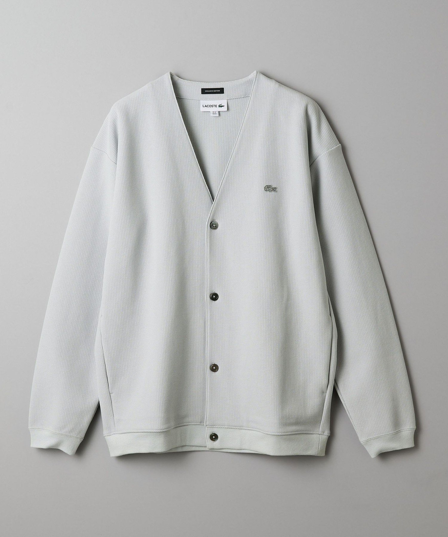 【ビューティ&ユース ユナイテッドアローズ/BEAUTY&YOUTH / UNITED ARROWS / MEN】のLACOSTE for BEAUTY YOUTH 1トーン カーディガン インテリア・キッズ・メンズ・レディースファッション・服の通販 founy(ファニー) 　ファッション　Fashion　メンズファッション　Fashion for Men　カーディガン　Cardigan, Knitwear　ダブル　Double, Double-Breasted　パターン　Pattern, Design Print　エレガント 上品　Elegant　別注　Limited Edition, Custom Order　鹿の子　Piqué, Kanoko Fabric　LT.GRAY|ID: prp329100004567638 ipo3291000000033110175