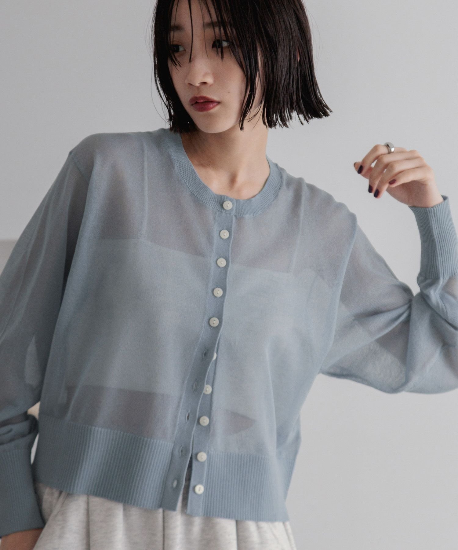 【ローリーズファーム/LOWRYS FARM】のシアークルーカーディガン インテリア・キッズ・メンズ・レディースファッション・服の通販 founy(ファニー) 　ファッション　Fashion　レディースファッション　WOMEN　トップス・カットソー　Tops/Tshirt　カーディガン　Cardigans　おすすめ　Recommend　コンパクト　Compact　ブルー82|ID: prp329100004567694 ipo3291000000032307845