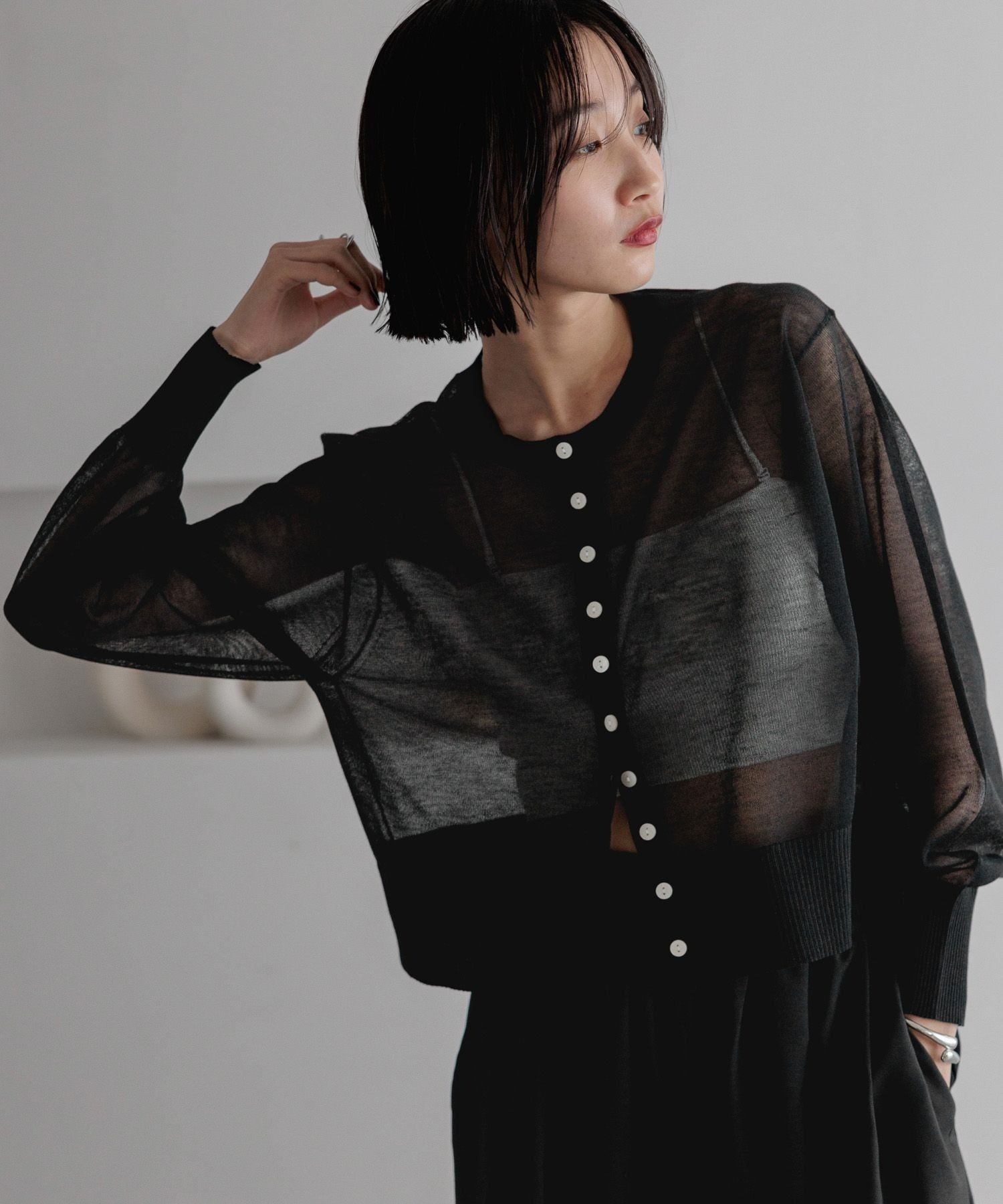 【ローリーズファーム/LOWRYS FARM】のシアークルーカーディガン インテリア・キッズ・メンズ・レディースファッション・服の通販 founy(ファニー) 　ファッション　Fashion　レディースファッション　WOMEN　トップス・カットソー　Tops/Tshirt　カーディガン　Cardigans　おすすめ　Recommend　コンパクト　Compact　ブラック09|ID: prp329100004567694 ipo3291000000032307847