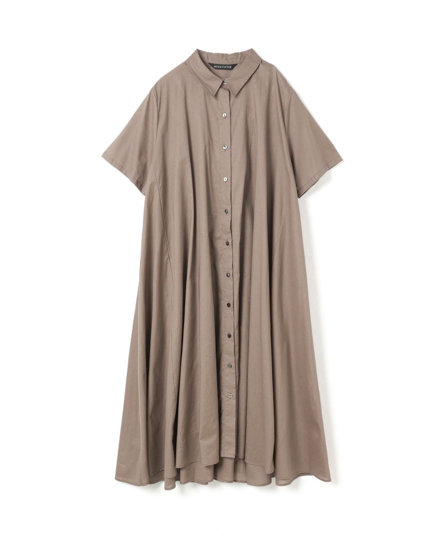 【マーコート/MARcourt】のmizuiro ind ハーフスリーブフレアシャツワンピース インテリア・キッズ・メンズ・レディースファッション・服の通販 founy(ファニー) 　ファッション　Fashion　レディースファッション　WOMEN　ワンピース　Dress　シャツワンピース　Shirt Dresses　フレア　Flare　ボトム　Bottom　ポケット　Pocket　レギュラー　Regular　エレガント 上品　Elegant　無地　Plain Color　グレージュ|ID: prp329100004567857 ipo3291000000032310657