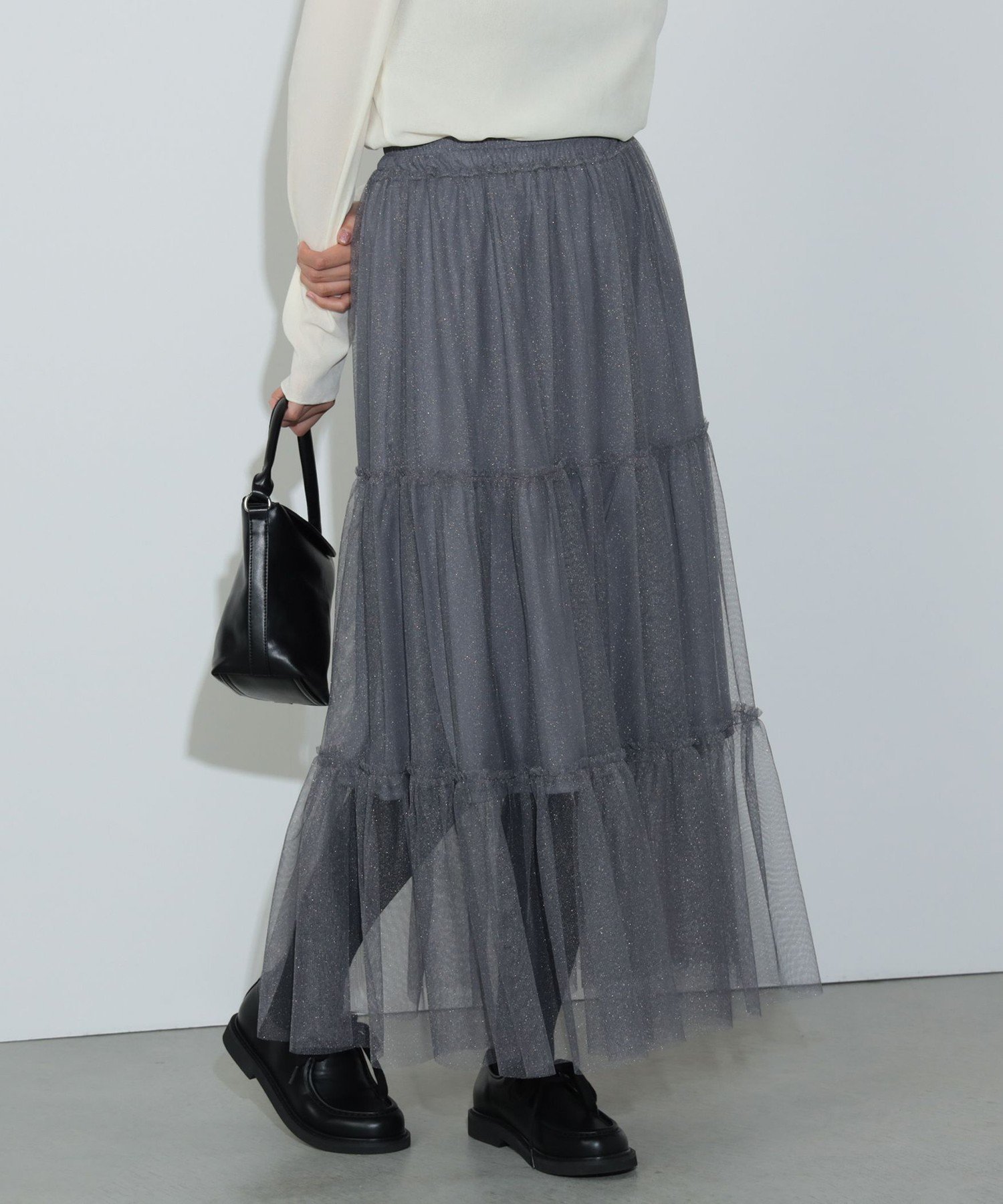 【その他のブランド/Other】のラメチュール ティアード スカート インテリア・キッズ・メンズ・レディースファッション・服の通販 founy(ファニー) 　ファッション　Fashion　レディースファッション　Fashion for Women　スカート　Skirts　ティアードスカート　Tiered Skirts　ショート　Short, Short Length　シンプル　Simple, Minimal　チュール　Tulip, Tulip Motif　ティアード　Tiered, Tiered Style　ティアードスカート　Tiered Skirt, Flounced Skirt　デニム　Denim, Jeans Material　フェミニン　Feminine, Girly　ペチコート　Petticoat, Underskirt　ロング　Long, Long-Length　おすすめ　Recommended / Our Picks　GREY|ID: prp329100004567923 ipo3291000000033041308