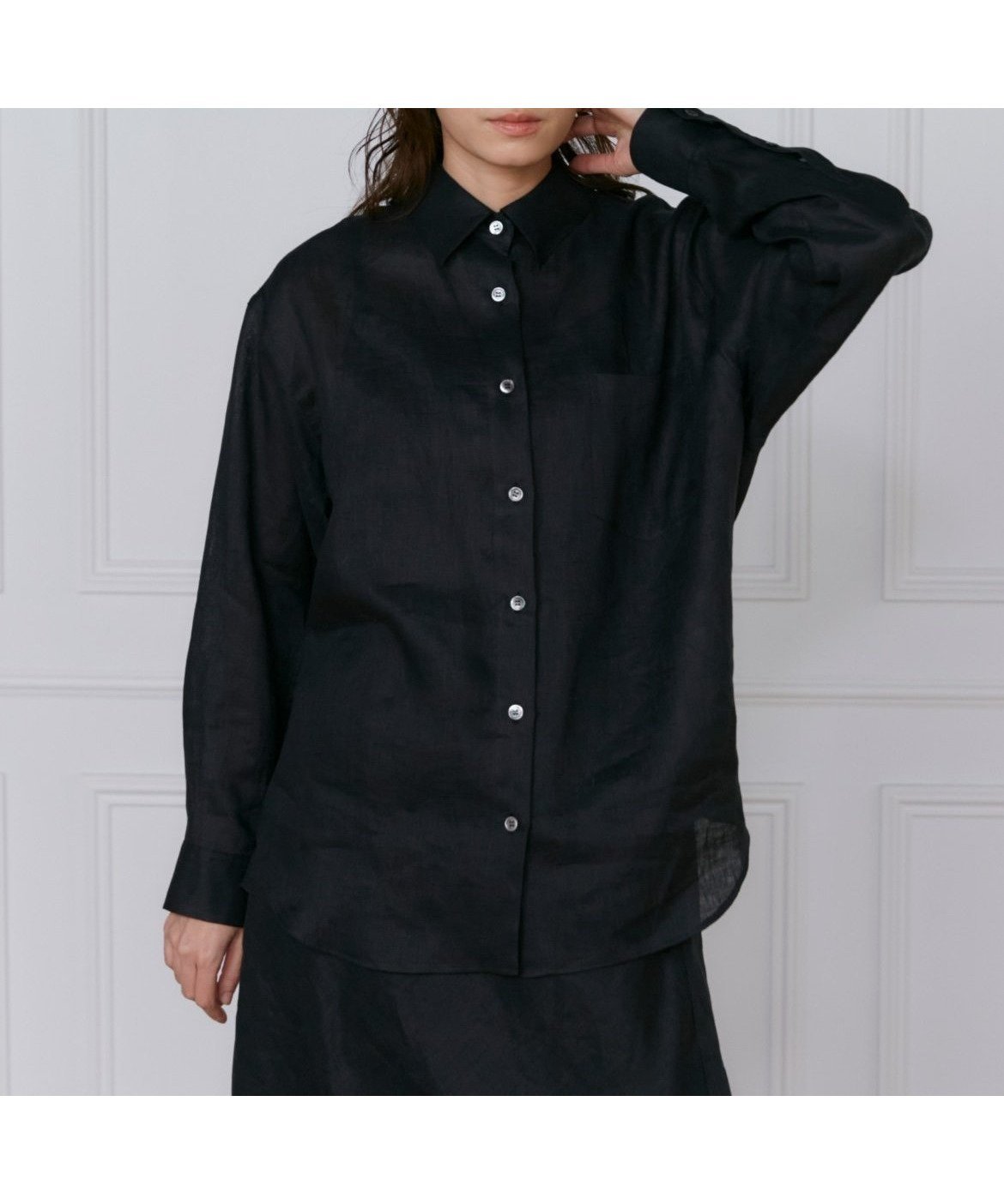 【イネド/INED】のリネンレギュラーカラーシャツ インテリア・キッズ・メンズ・レディースファッション・服の通販 founy(ファニー) 　ファッション　Fashion　レディースファッション　Fashion for Women　トップス・カットソー　Cut & Sew Tops　シャツ・ブラウス・オフィスカジュアル　Elegant Blouses & Button-Ups　セットアップ　Set-Up, Coordinated Outfit　トレンド　Trend, Trending Now　ベーシック　Basic, Essential　マニッシュ　Mannish, Boyish　エレガント 上品　Elegant　ブラック|ID: prp329100004567950 ipo3291000000033024378