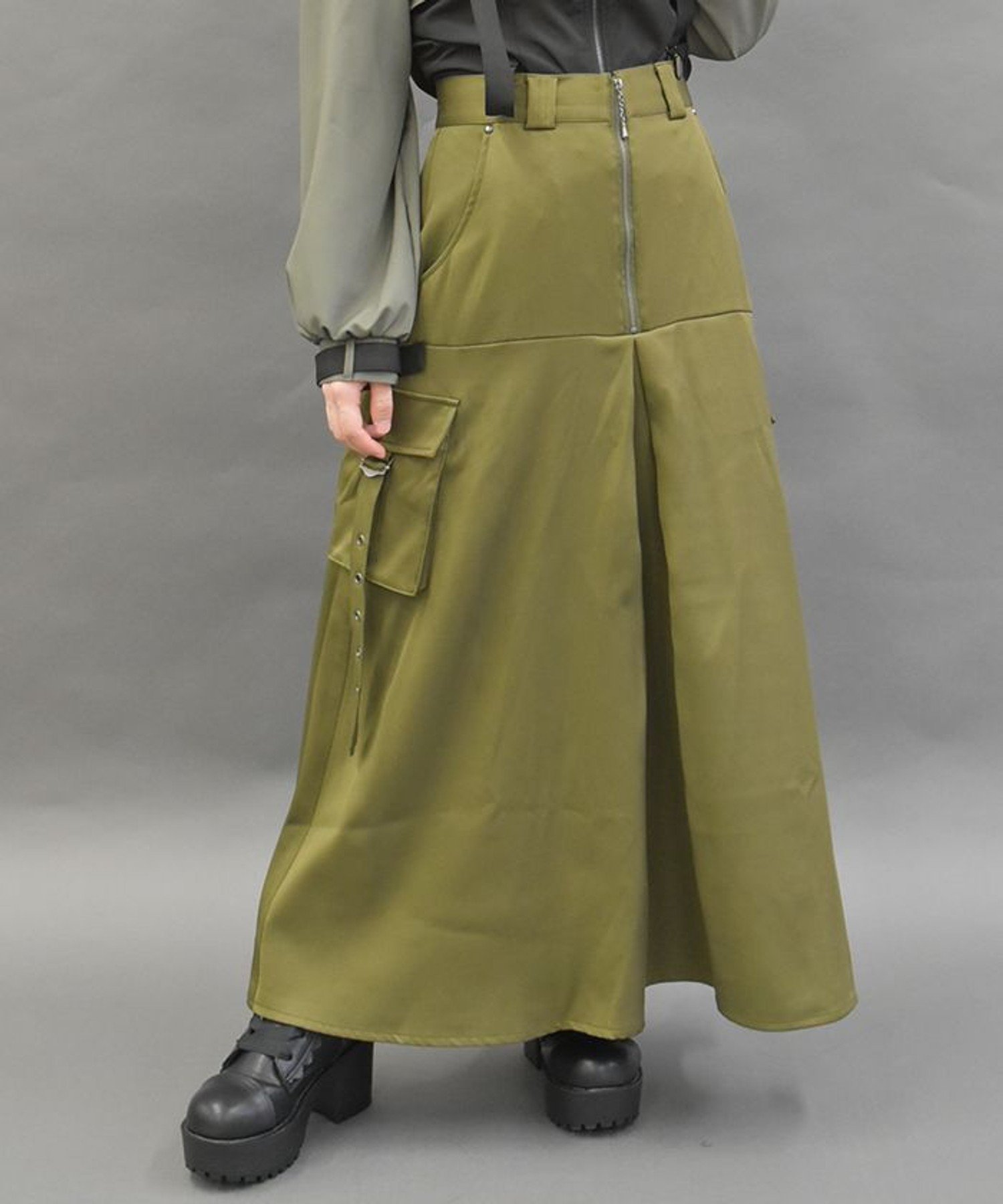 【アクシーズファム/axes femme】のベルトデザインアーミースカート インテリア・キッズ・メンズ・レディースファッション・服の通販 founy(ファニー) 　ファッション　Fashion　レディースファッション　WOMEN　スカート　Skirt　ベルト　Belts　おすすめ　Recommend　フェミニン　Feminine　フロント　Front　ロング　Long　カーキ|ID: prp329100004568027 ipo3291000000032313448