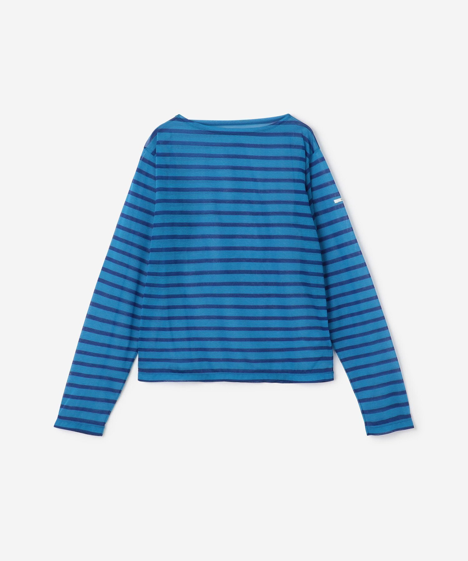 【ビショップ/Bshop】のシースルー ボートネック長袖カットソー WOMEN インテリア・キッズ・メンズ・レディースファッション・服の通販 founy(ファニー) 　ファッション　Fashion　レディースファッション　Fashion for Women　トップス・カットソー　Cut & Sew Tops　カットソー・ベーシックTシャツ　Cut-and-Sewn Tops / Stretch Tees & Basics　カットソー　Cut and Sewn Top　バスク　Basque, Basque Style　パターン　Pattern, Design Print　長袖　Long Sleeve, Full Sleeve　BLUE系2|ID: prp329100004568048 ipo3291000000032640128