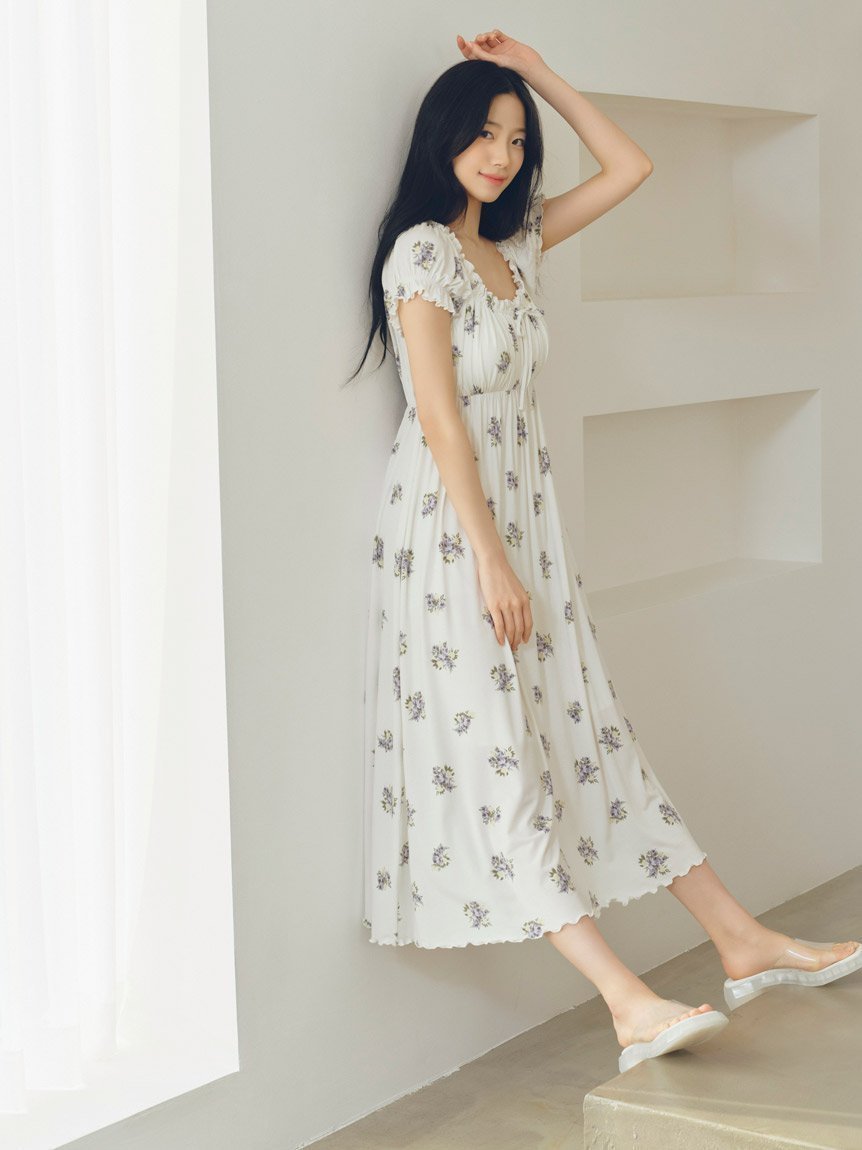 【ジェラート ピケ/gelato pique】の花柄カップインワンピース インテリア・キッズ・メンズ・レディースファッション・服の通販 founy(ファニー) 　ファッション　Fashion　レディースファッション　WOMEN　ワンピース　Dress　オレンジ　Orange　ギャザー　Gather　ストレッチ　Stretch　スリーブ　Sleeve　フラワー　Flower　フリル　Frills　プリント　Print　リボン　Ribbon　ワンポイント　One Point　半袖　Short Sleeve　夏　Summer　BLU[086]|ID: prp329100004568093 ipo3291000000032314467