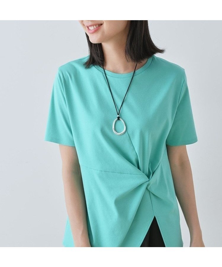 【インディヴィ/INDIVI】の春SALE!【洗える】ねじりデザインTシャツ インテリア・キッズ・メンズ・レディースファッション・服の通販 founy(ファニー) 　ファッション　Fashion　レディースファッション　Fashion for Women　トップス・カットソー　Cut & Sew Tops　シャツ・ブラウス・オフィスカジュアル　Elegant Blouses & Button-Ups　ロングTシャツ・Tシャツ　Longline T-Shirts & Tees　おすすめ　Recommended / Our Picks　アシンメトリー　Asymmetrical Style　インナー　Innerwear　サスペンダー　Suspenders, Braces　シルケット　Silket, Silky Cotton　ジャケット　Jacket, Outerwear　スーツ　Suit, Formalwear　ボトム　Bottoms, Lower Wear　春　Spring　洗える　Machine Washable　無地　Plain, Solid Color　グリーン|ID: prp329100004568138 ipo3291000000033283860
