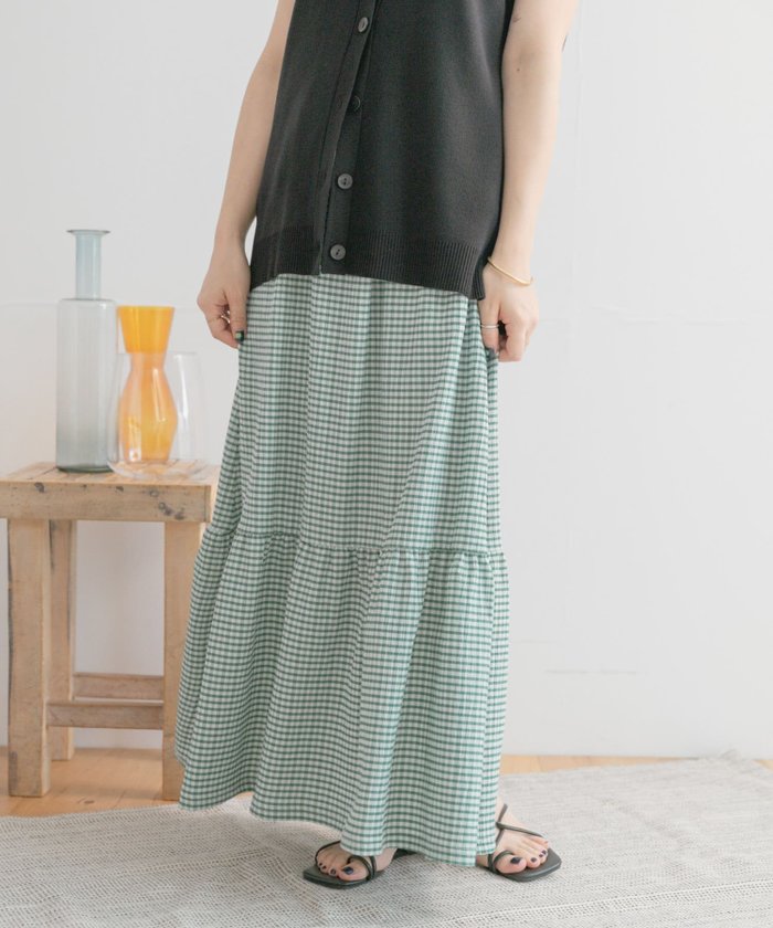 【その他のブランド/Other】のチェックキリカエスカート インテリア・キッズ・メンズ・レディースファッション・服の通販 founy(ファニー) https://founy.com/ ファッション Fashion レディースファッション WOMEN スカート Skirt くるぶし Ankle カットソー Cut And Sew ストレート Straight チェック Check トレンド Trend |ID: prp329100004568168 ipo3291000000032315335