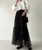 【ジュノア/JUNOAH】のキャザーティアードチュールスカート ブラック|ID: prp329100004568169 ipo3291000000032315351