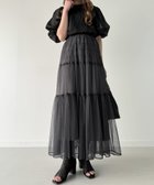 【ジュノア/JUNOAH】のキャザーティアードチュールスカート ダークグレー|ID: prp329100004568169 ipo3291000000032315353