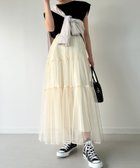 【ジュノア/JUNOAH】のキャザーティアードチュールスカート アイボリー|ID: prp329100004568169 ipo3291000000032315355