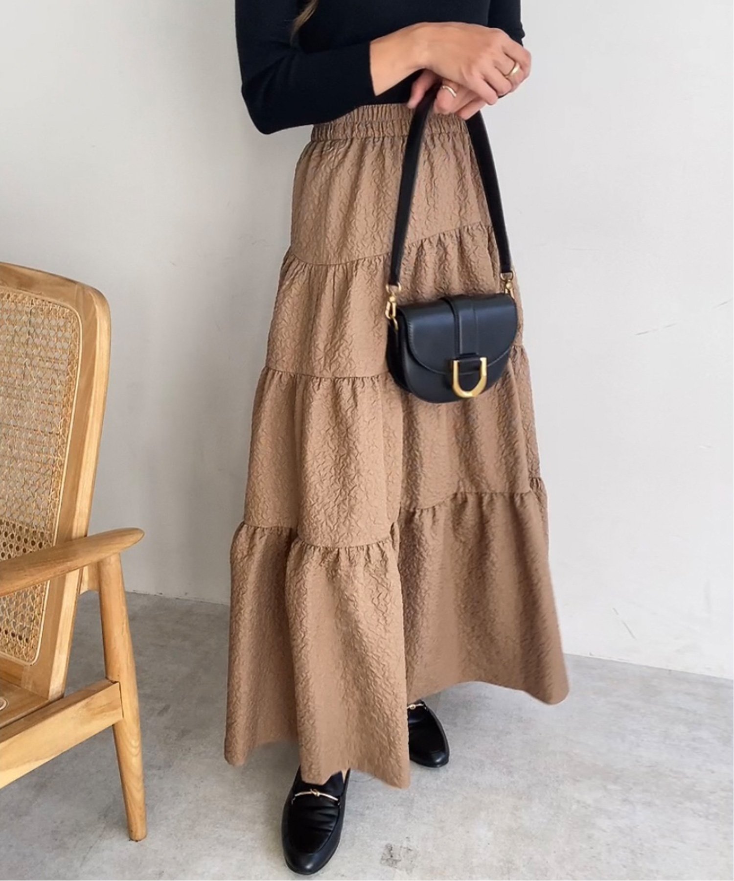 【ジュノア/JUNOAH】のFILLOU ふくれジャガードスカート インテリア・キッズ・メンズ・レディースファッション・服の通販 founy(ファニー) 　ファッション　Fashion　レディースファッション　WOMEN　スカート　Skirt　モカ|ID: prp329100004568172 ipo3291000000032315435