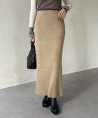【ゼヴォン/Thevon】のラメリブニットナロースカート ベージュ|ID: prp329100004568183 ipo3291000000032315558