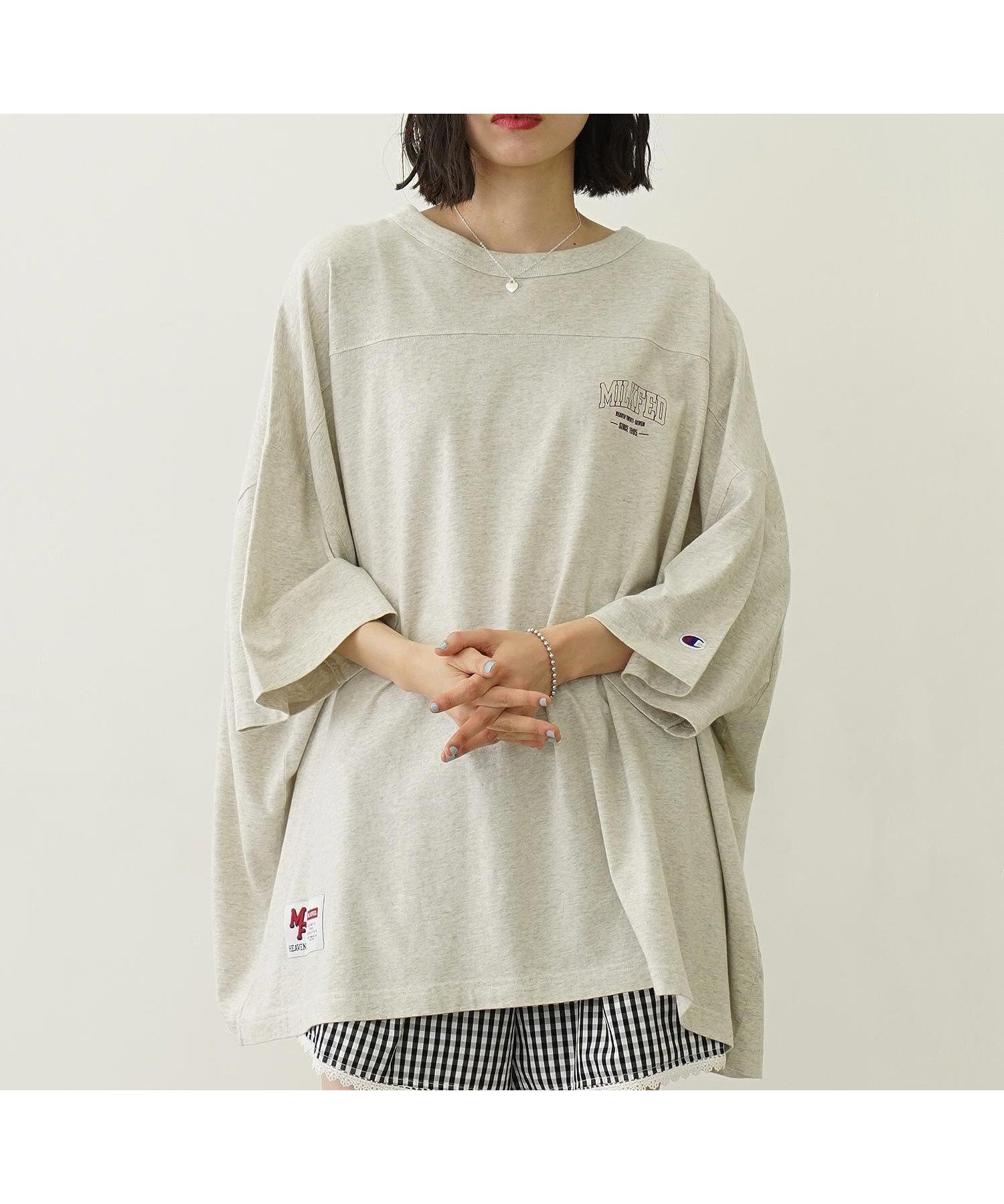 【ミルクフェド/MILKFED.】のMILKFED./MFxCHAMPION COLLEGE LG FB T インテリア・キッズ・メンズ・レディースファッション・服の通販 founy(ファニー) 　ファッション　Fashion　レディースファッション　WOMEN　スポーツ　Sports　ドレス　Dress　ビッグ　Big　半袖　Short Sleeve　S/S・春夏　Ss・Spring/Summer　おすすめ　Recommend　夏　Summer　OATMEAL|ID: prp329100004568224 ipo3291000000032316071