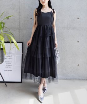 【クリア/clear】のチュールティアードキャミワンピース 人気、トレンドファッション・服の通販 founy(ファニー) ファッション Fashion レディースファッション WOMEN ワンピース Dress キャミワンピース No Sleeve Dresses おすすめ Recommend インナー Inner カーディガン Cardigan ジャケット Jacket チュール Tulle リボン Ribbon |ID:prp329100004568275