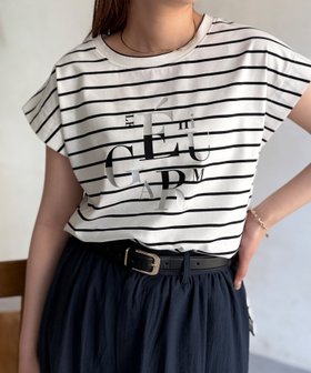 【シェトワ/Chez toi】のランダムロゴフレンチスリーブT 人気、トレンドファッション・服の通販 founy(ファニー) ファッション Fashion レディースファッション WOMEN おすすめ Recommend シンプル Simple ジャケット Jacket フレア Flare プチプライス・低価格 Affordable リラックス Relax |ID:prp329100004568286