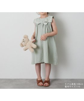 【リジェール/riziere / KIDS】の【リンクコーデ】配色ラインリボンノースリーブワンピース 人気、トレンドファッション・服の通販 founy(ファニー) ファッション Fashion キッズファッション Fashion for Kids ワンピース Dresses ギャザー Gathered, Ruffled ノースリーブ Sleeveless, No-Sleeve フロント Front, Front Design ポケット Pocket, Pocket Detail リボン Ribbon, Bow |ID:prp329100004568326