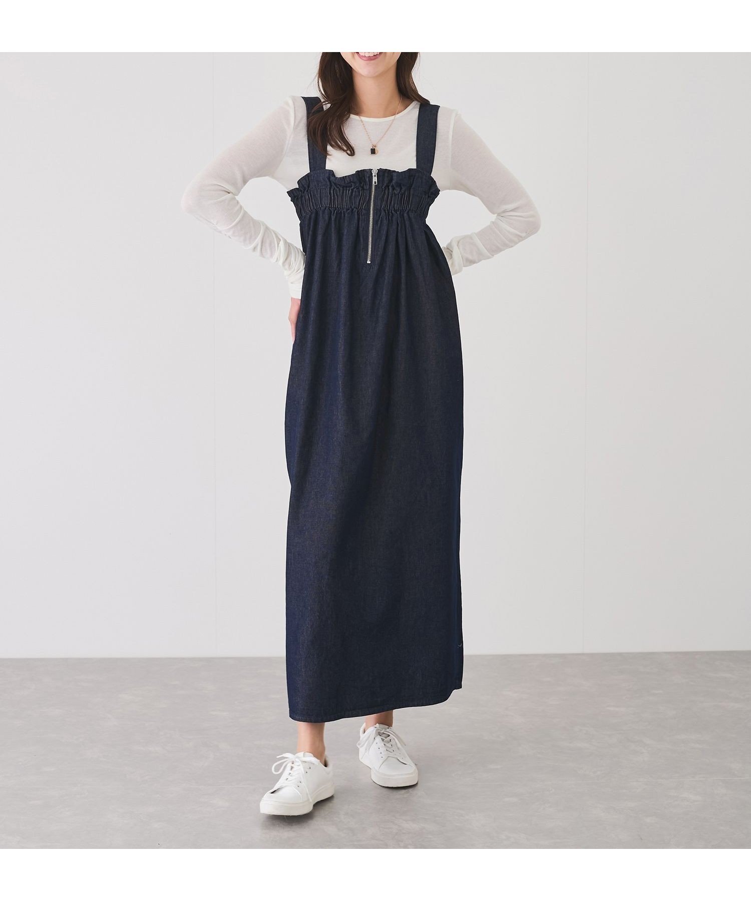 【ジャイロ/JAYRO】のフロントジップフリルジャンパースカート インテリア・キッズ・メンズ・レディースファッション・服の通販 founy(ファニー) 　ファッション　Fashion　レディースファッション　WOMEN　スカート　Skirt　インナー　Inner　シアー　Sheer　スニーカー　Sneakers　スリット　Slit　デニム　Denim　トレンド　Trend　フリル　Frills　フロント　Front　ポケット　Pocket　リブニット　Rib Knit　夏　Summer　S/S・春夏　Ss・Spring/Summer　A/W・秋冬　Aw・Autumn/Winter・Fw・Fall-Winter　ネイビー系(42)|ID: prp329100004568353 ipo3291000000032317540