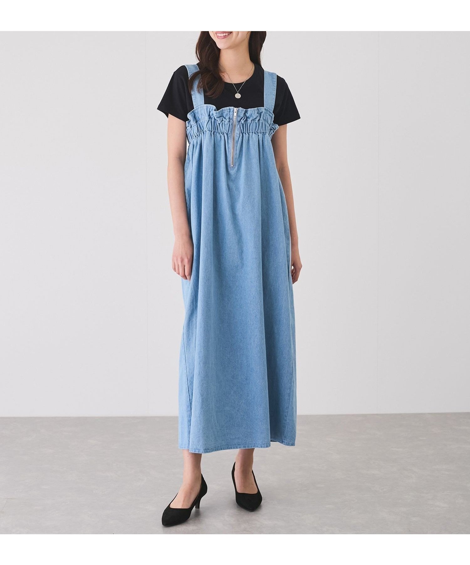 【ジャイロ/JAYRO】のフロントジップフリルジャンパースカート インテリア・キッズ・メンズ・レディースファッション・服の通販 founy(ファニー) 　ファッション　Fashion　レディースファッション　WOMEN　スカート　Skirt　インナー　Inner　シアー　Sheer　スニーカー　Sneakers　スリット　Slit　デニム　Denim　トレンド　Trend　フリル　Frills　フロント　Front　ポケット　Pocket　リブニット　Rib Knit　夏　Summer　S/S・春夏　Ss・Spring/Summer　A/W・秋冬　Aw・Autumn/Winter・Fw・Fall-Winter　サックス(48)|ID: prp329100004568353 ipo3291000000032317541