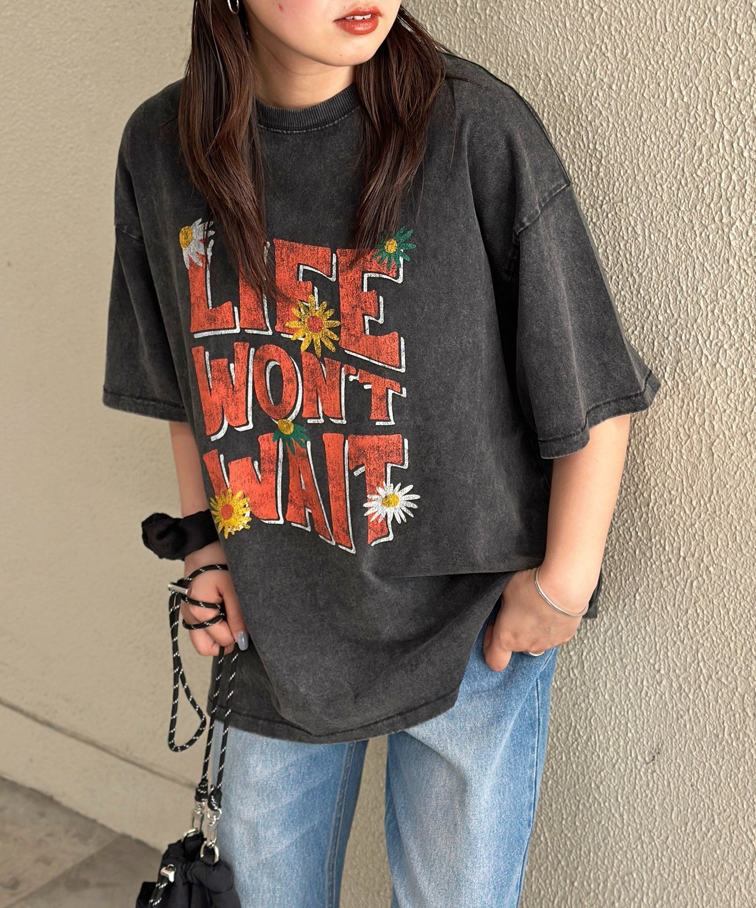 【シーピーシーエム/CPCM】のパウダー加工ヴィンテージライクT インテリア・キッズ・メンズ・レディースファッション・服の通販 founy(ファニー) 　ファッション　Fashion　レディースファッション　Fashion for Women　おすすめ　Recommended / Our Picks　デニム　Denim, Jeans Material　パウダー　Powder, Soft Tone　リアル　Real, Realistic　ワイド　Wide, Wide Fit　ヴィンテージ　Vintage Style　ブラックニッケル|ID: prp329100004568374 ipo3291000000033221960