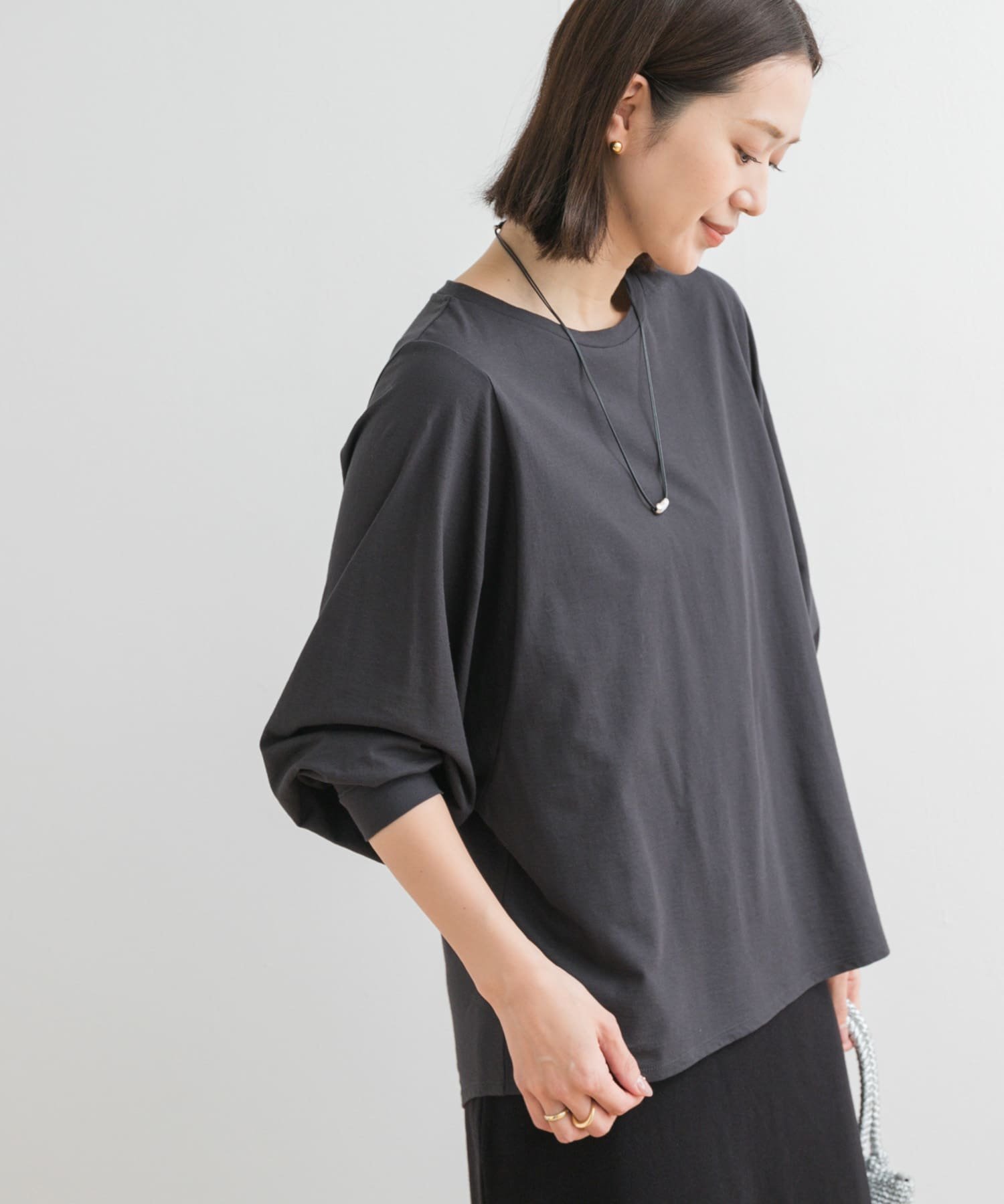 【アーバンリサーチ ドアーズ/URBAN RESEARCH DOORS】のドルマンルーズロングTシャツ インテリア・キッズ・メンズ・レディースファッション・服の通販 founy(ファニー) 　ファッション　Fashion　レディースファッション　WOMEN　トップス・カットソー　Tops/Tshirt　シャツ/ブラウス　Shirts/Blouses　ロング / Tシャツ　T-Shirts　2025年　2025　2025春夏・S/S　Ss,Spring/Summer,2025　インナー　Inner　シアー　Sheer　デニム　Denim　ワイド　Wide　夏　Summer　日本製　Made In Japan　S/S・春夏　Ss・Spring/Summer　CHARCOAL|ID: prp329100004568389 ipo3291000000032317866