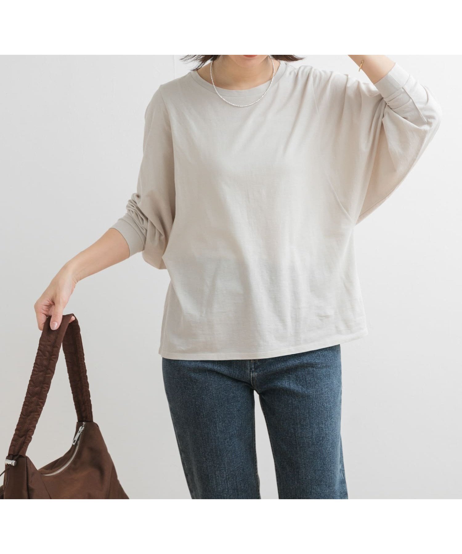 【アーバンリサーチ ドアーズ/URBAN RESEARCH DOORS】のドルマンルーズロングTシャツ インテリア・キッズ・メンズ・レディースファッション・服の通販 founy(ファニー) 　ファッション　Fashion　レディースファッション　WOMEN　トップス・カットソー　Tops/Tshirt　シャツ/ブラウス　Shirts/Blouses　ロング / Tシャツ　T-Shirts　2025年　2025　2025春夏・S/S　Ss,Spring/Summer,2025　インナー　Inner　シアー　Sheer　デニム　Denim　ワイド　Wide　夏　Summer　日本製　Made In Japan　S/S・春夏　Ss・Spring/Summer　GREIGE|ID: prp329100004568389 ipo3291000000032317869