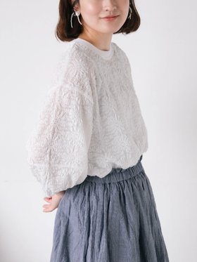 【サマンサモスモス/Samansa Mos2】のコクーンスリーブレーストップス 人気、トレンドファッション・服の通販 founy(ファニー) ファッション Fashion レディースファッション WOMEN トップス・カットソー Tops/Tshirt おすすめ Recommend スリット Slit フラワー Flower レース Race |ID:prp329100004568411