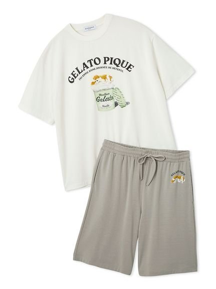 【ジェラートピケ オム/GELATO PIQUE HOMME / MEN】の【HOMME】【接触冷感】スリーピングドッグワンポイントTシャツ ハーフパンツセット インテリア・キッズ・メンズ・レディースファッション・服の通販 founy(ファニー) https://founy.com/ ファッション Fashion メンズファッション Men's Style Online ボトムス Bottoms/Men ハーフ / ショートパンツ Short Pants おすすめ Recommend なめらか Smooth アンダー Under カットソー Cut And Sew ギフト プレゼント Gift Present シューズ Shoes セットアップ Set Up ハーフ Half リラックス Relax ワンポイント One Point 犬 Dog |ID: prp329100004568458 ipo3291000000032626585