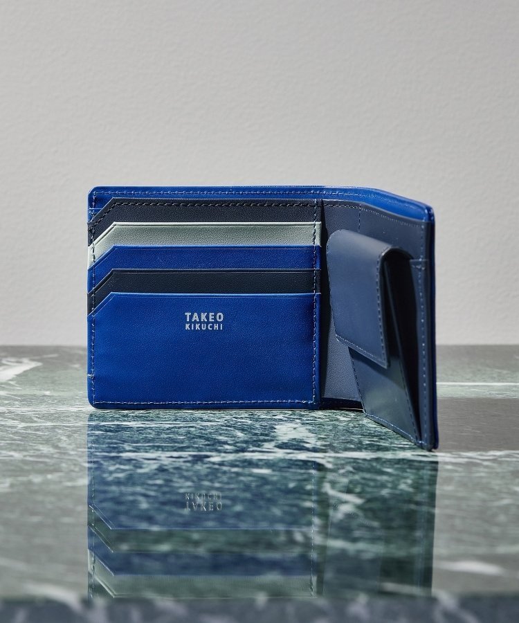 【タケオキクチ/TAKEO KIKUCHI / MEN】の配色型押しレザー 2つ折り財布 インテリア・キッズ・メンズ・レディースファッション・服の通販 founy(ファニー) 　ファッション　Fashion　メンズファッション　Men's Style Online　ギフト プレゼント　Gift Present　スタンダード　Standard　ポケット　Pocket　財布　Wallet　ブルー|ID: prp329100004568476 ipo3291000000032609753