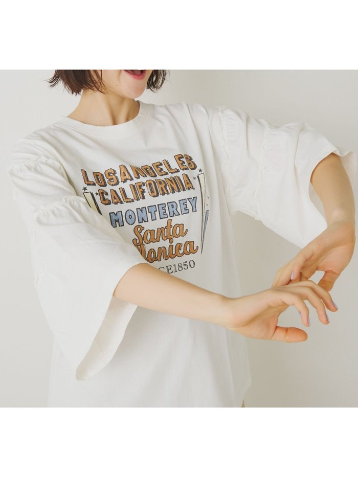 【サマンサモスモス/Samansa Mos2】のピグメント加工ギャザーティアードスリーブTシャツ インテリア・キッズ・メンズ・レディースファッション・服の通販 founy(ファニー) https://founy.com/ ファッション Fashion レディースファッション WOMEN トップス・カットソー Tops/Tshirt シャツ/ブラウス Shirts/Blouses ロング / Tシャツ T-Shirts ギャザー Gather プリント Print ヴィンテージ Vintage |ID: prp329100004568496 ipo3291000000032319333