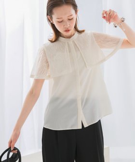 【アーバンリサーチ ロッソ/URBAN RESEARCH ROSSO】のウォッシャブルレースケープブラウス 人気、トレンドファッション・服の通販 founy(ファニー) ファッション Fashion レディースファッション WOMEN トップス・カットソー Tops/Tshirt シャツ/ブラウス Shirts/Blouses 2025年 2025 2025春夏・S/S Ss,Spring/Summer,2025 ウォッシャブル Washable シアー Sheer スラックス Slacks デニム Denim フロント Front レース Race エレガント 上品 Elegant ビジネス 仕事 通勤 Business 夏 Summer S/S・春夏 Ss・Spring/Summer |ID:prp329100004568538