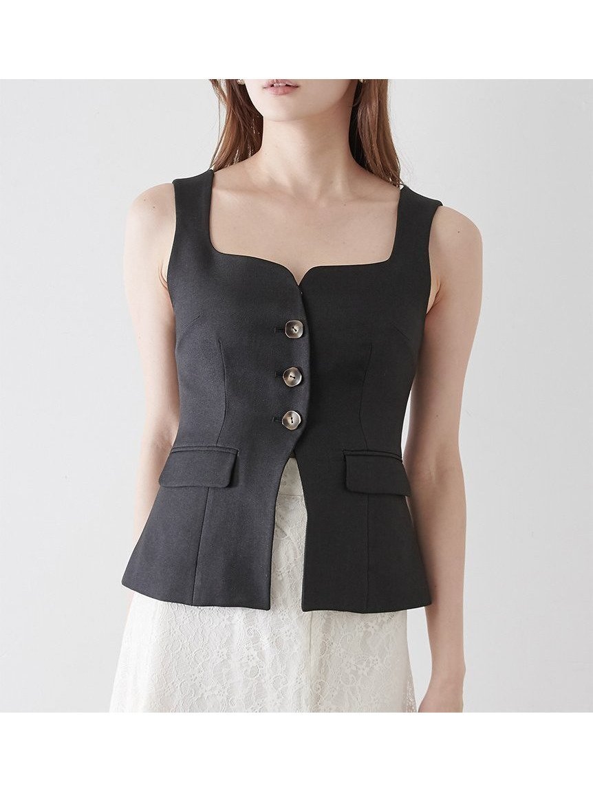 【スナイデル/SNIDEL】のジレトップス インテリア・キッズ・メンズ・レディースファッション・服の通販 founy(ファニー) 　ファッション　Fashion　レディースファッション　WOMEN　アウター　Coat Outerwear　トップス・カットソー　Tops/Tshirt　ベスト/ジレ　Gilets/Vests　ウェーブ　Wave　ストレート　Straight　トレンド　Trend　フロント　Front　リュクス　Luxe　BLK[009]|ID: prp329100004568551 ipo3291000000032474077