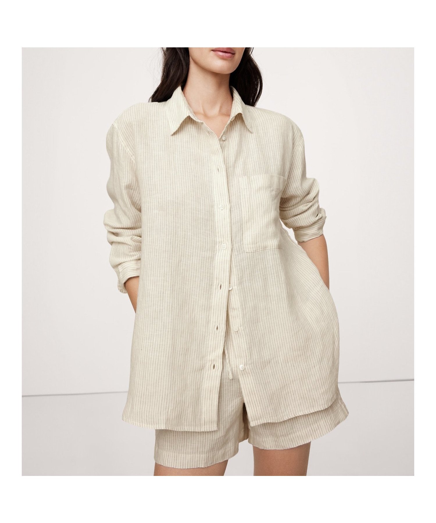 【バナナ リパブリック/BANANA REPUBLIC】のオーバーサイズ リネン シャツ インテリア・キッズ・メンズ・レディースファッション・服の通販 founy(ファニー) 　ファッション　Fashion　レディースファッション　Fashion for Women　トップス・カットソー　Cut & Sew Tops　シャツ・ブラウス・オフィスカジュアル　Elegant Blouses & Button-Ups　プリント　Print, Printed Pattern　リネン　Linen, Linen Fabric　PORTOBELLO_STRIPE|ID: prp329100004568578 ipo3291000000033599323