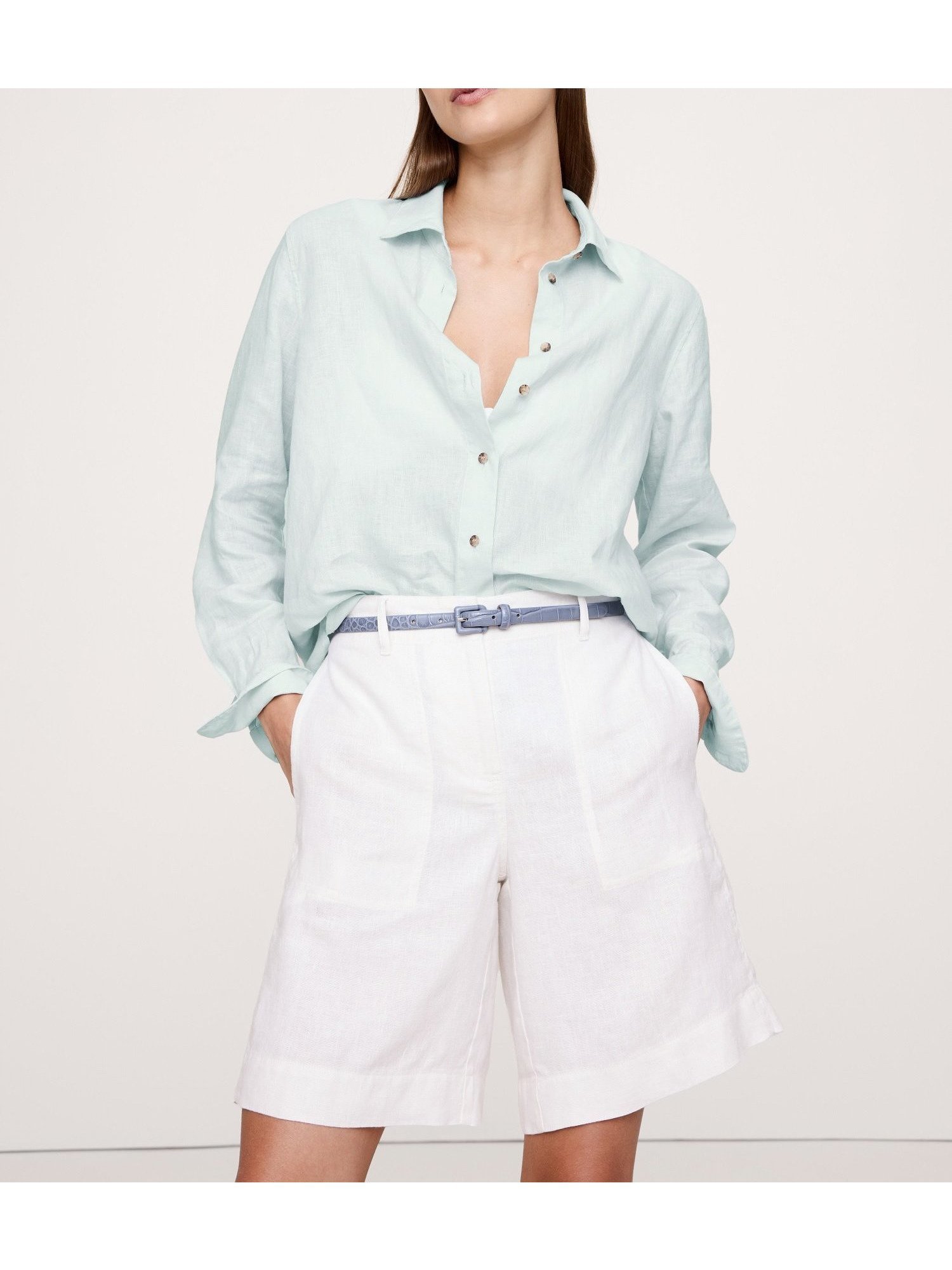 【バナナ リパブリック/BANANA REPUBLIC】のオーバーサイズ リネン シャツ インテリア・キッズ・メンズ・レディースファッション・服の通販 founy(ファニー) 　ファッション　Fashion　レディースファッション　Fashion for Women　トップス・カットソー　Cut & Sew Tops　シャツ・ブラウス・オフィスカジュアル　Elegant Blouses & Button-Ups　プリント　Print, Printed Pattern　リネン　Linen, Linen Fabric　BLUE_REFLECTION|ID: prp329100004568578 ipo3291000000033599329