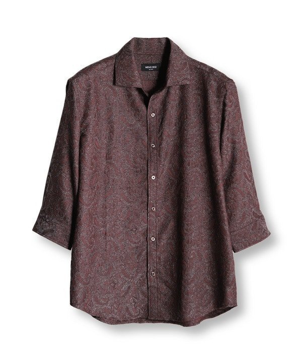 【メンズビギトーキョー/Men's Bigi / MEN】のペイズリージャガード七分袖シャツ インテリア・キッズ・メンズ・レディースファッション・服の通販 founy(ファニー) 　ファッション　Fashion　メンズファッション　Fashion for Men　インナー　Innerwear　クラシカル　Classical, Vintage-Inspired　シャンブレー　Chambray, Denim-Like Fabric　ジャケット　Jacket, Outerwear　スタイリッシュ　Stylish, Fashionable　とろみ　Fluid, Flowy Fabric　バランス　Balance, Style Balance　ペイズリー　Paisley, Ethnic Pattern　リラックス　Relax, Relaxed Fit　ボルドー|ID: prp329100004568589 ipo3291000000032755211